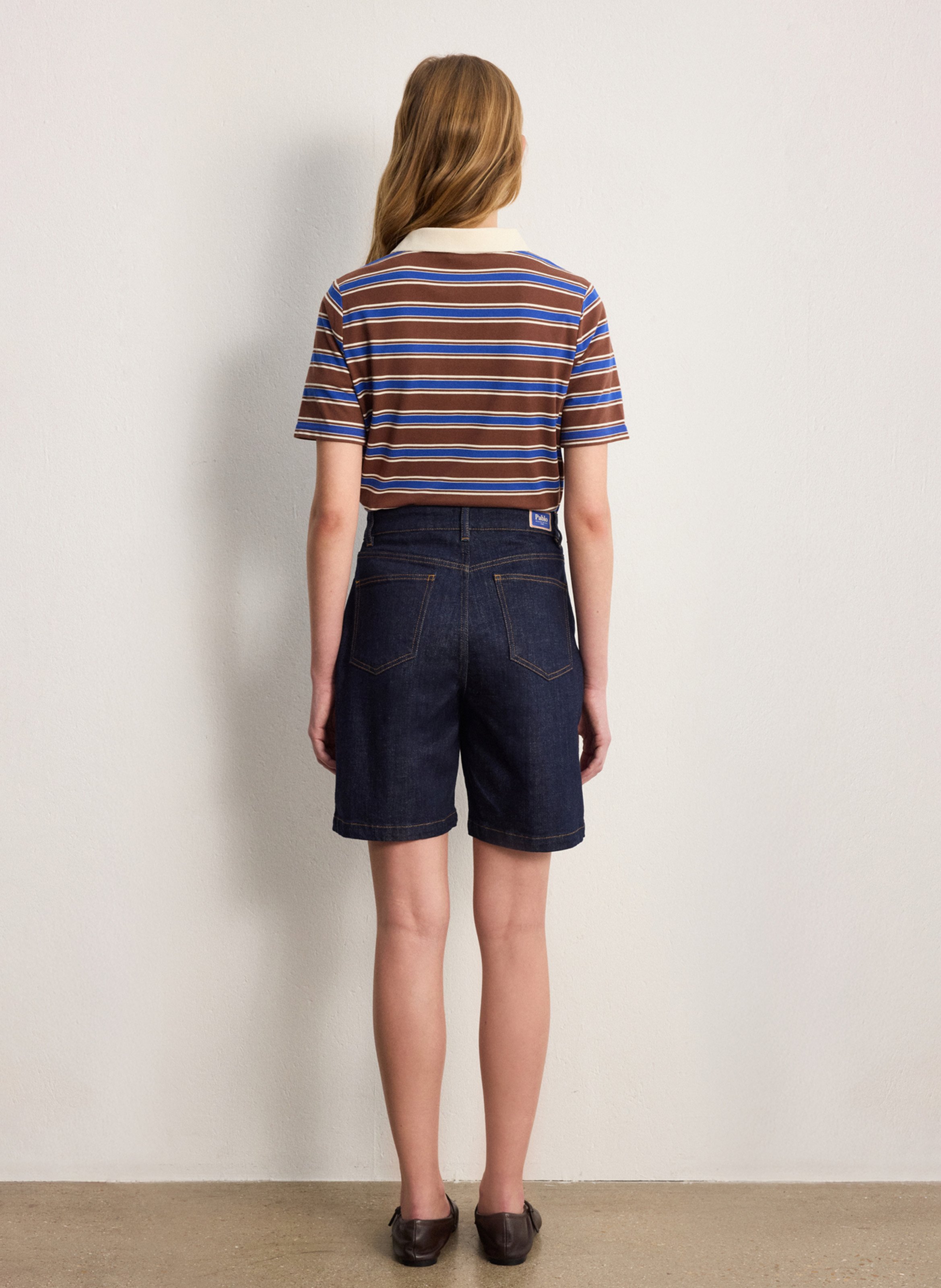 Bermuda droit en coton mélangé PABLO Blue