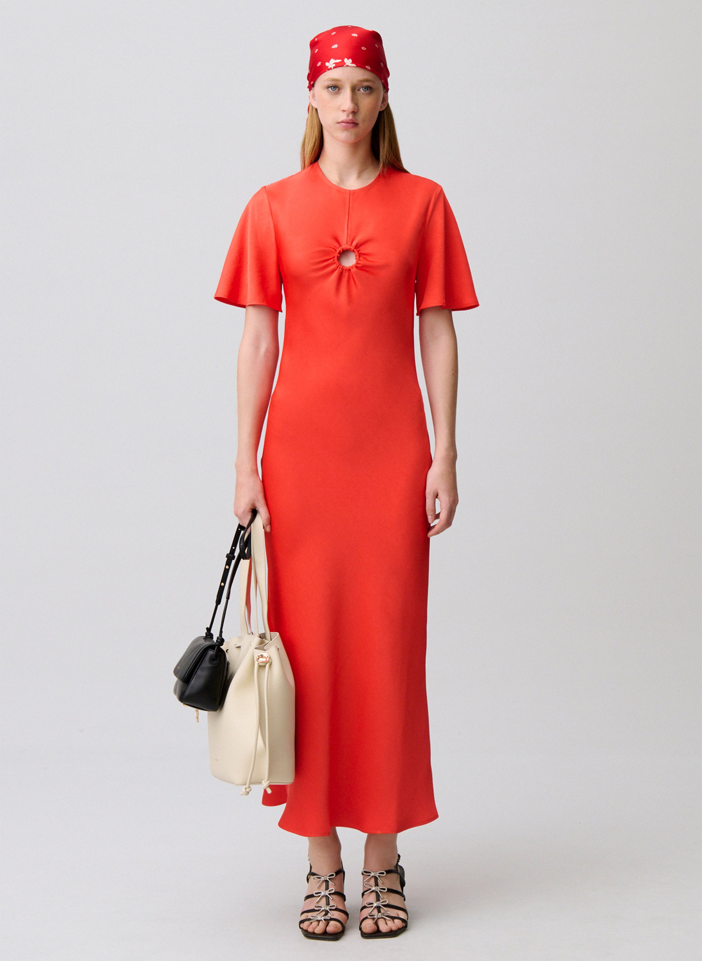 Robe longue évasée col rond CLAUDIE PIERLOT Orange