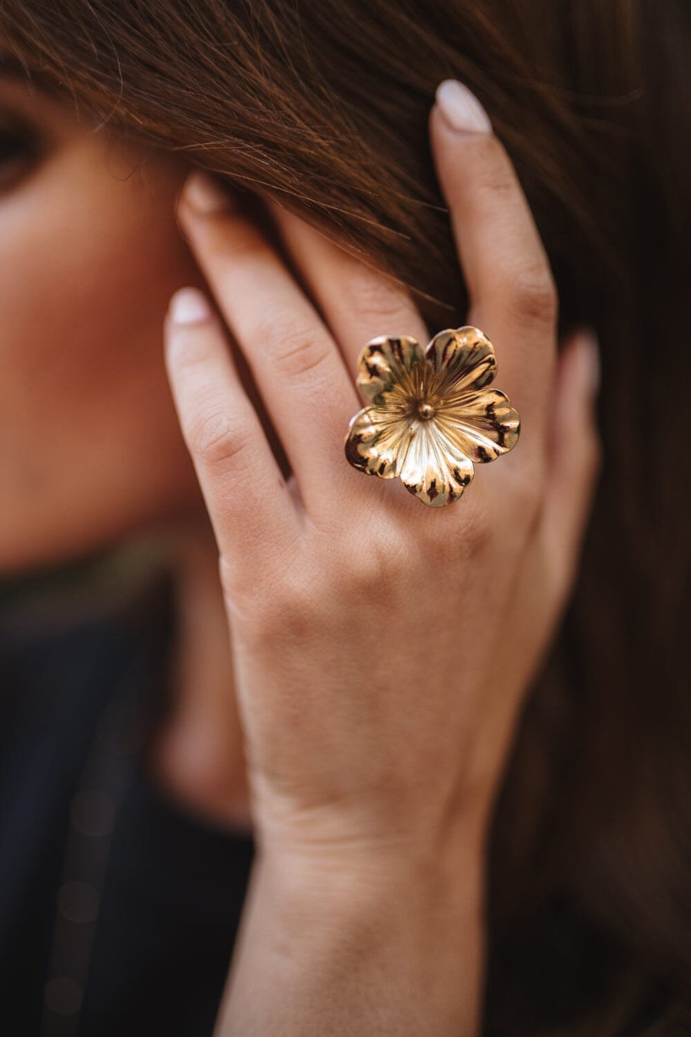 Maxi gold-plated flower ring MONSIEUR SIMONE Silver