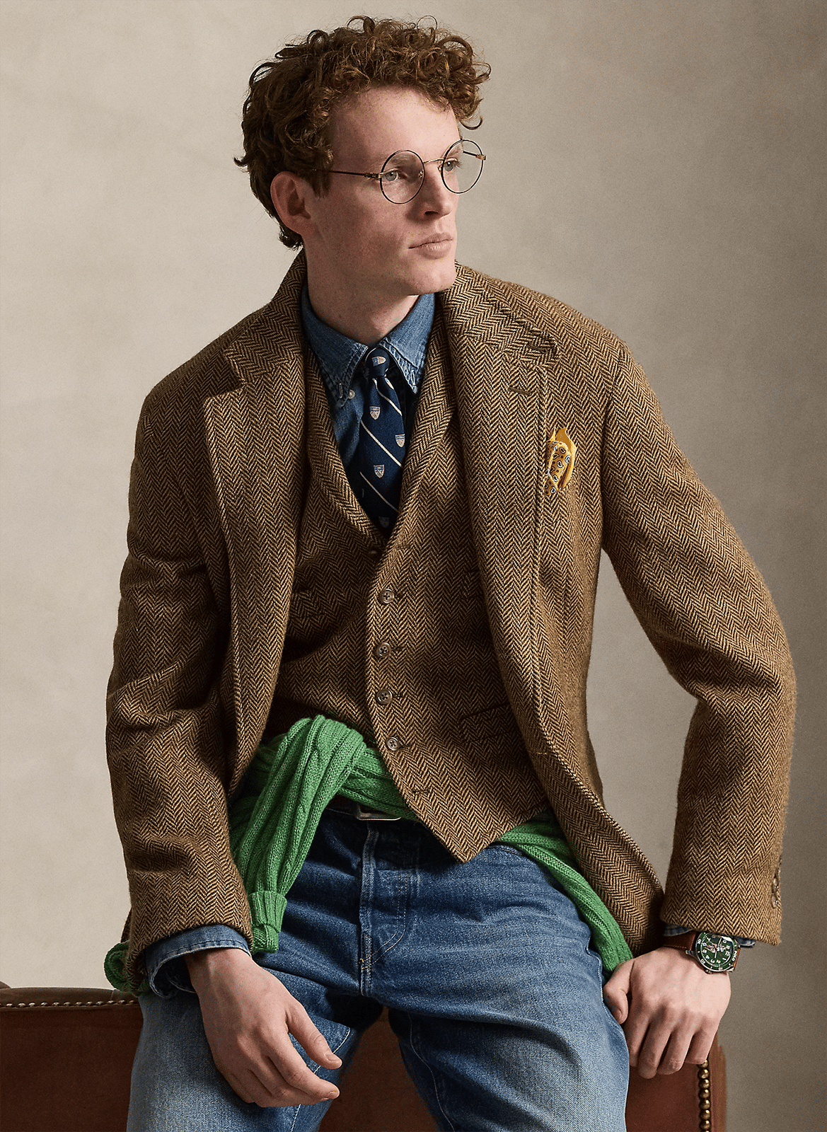 Chemise col américain regular-fit en jean POLO RALPH LAUREN Bleu