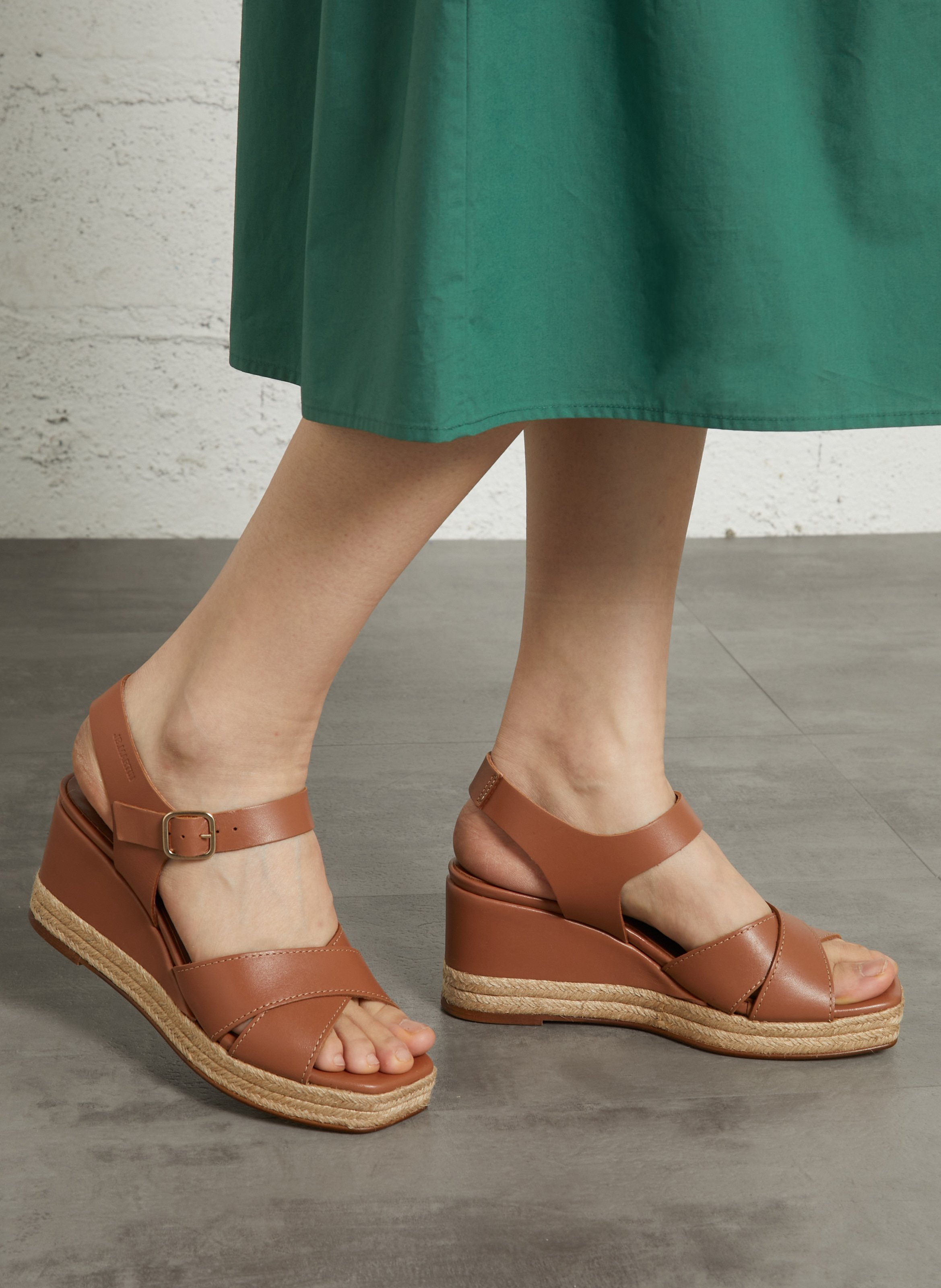 Fabia leather wedge sandals JB MARTIN Brown