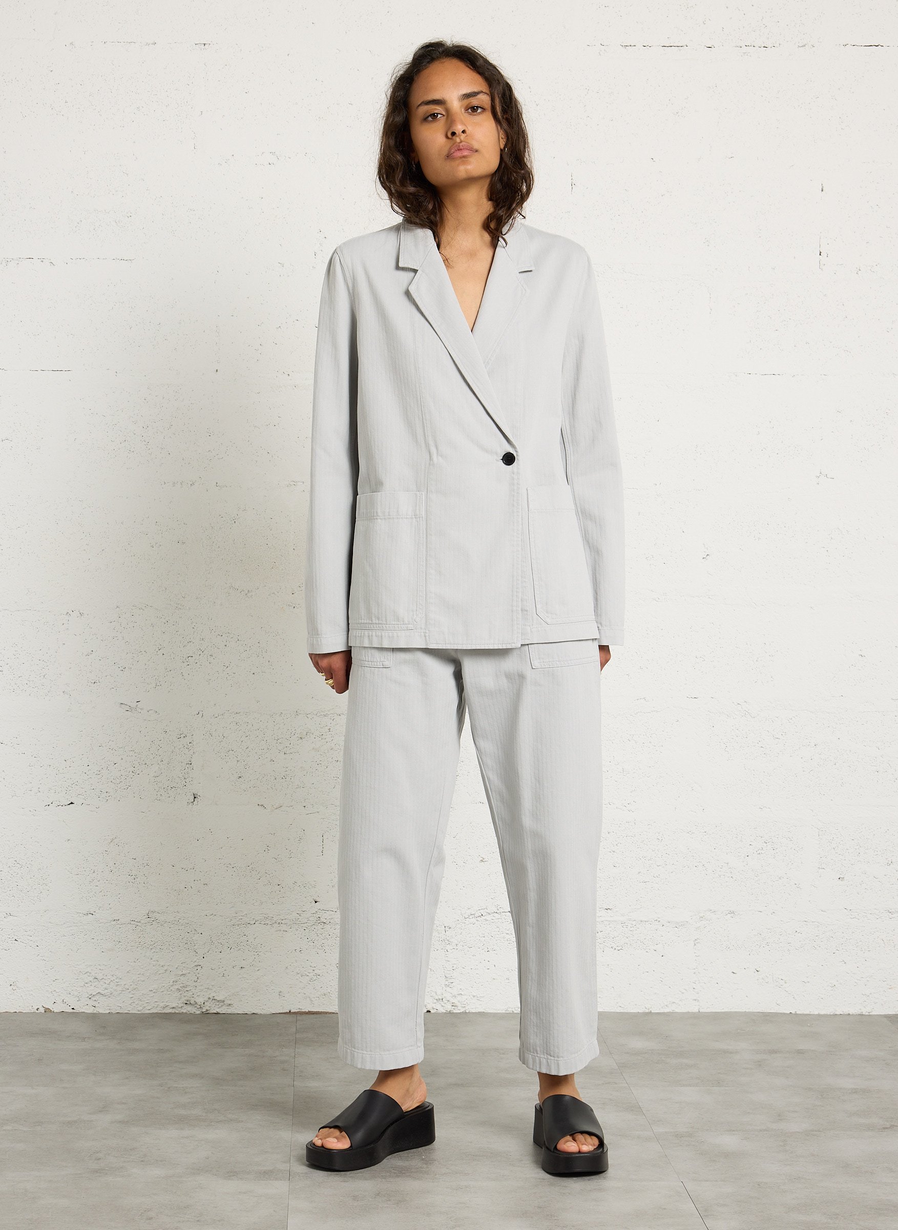 High-rise wide-leg cotton jeans MASSCOB Grey