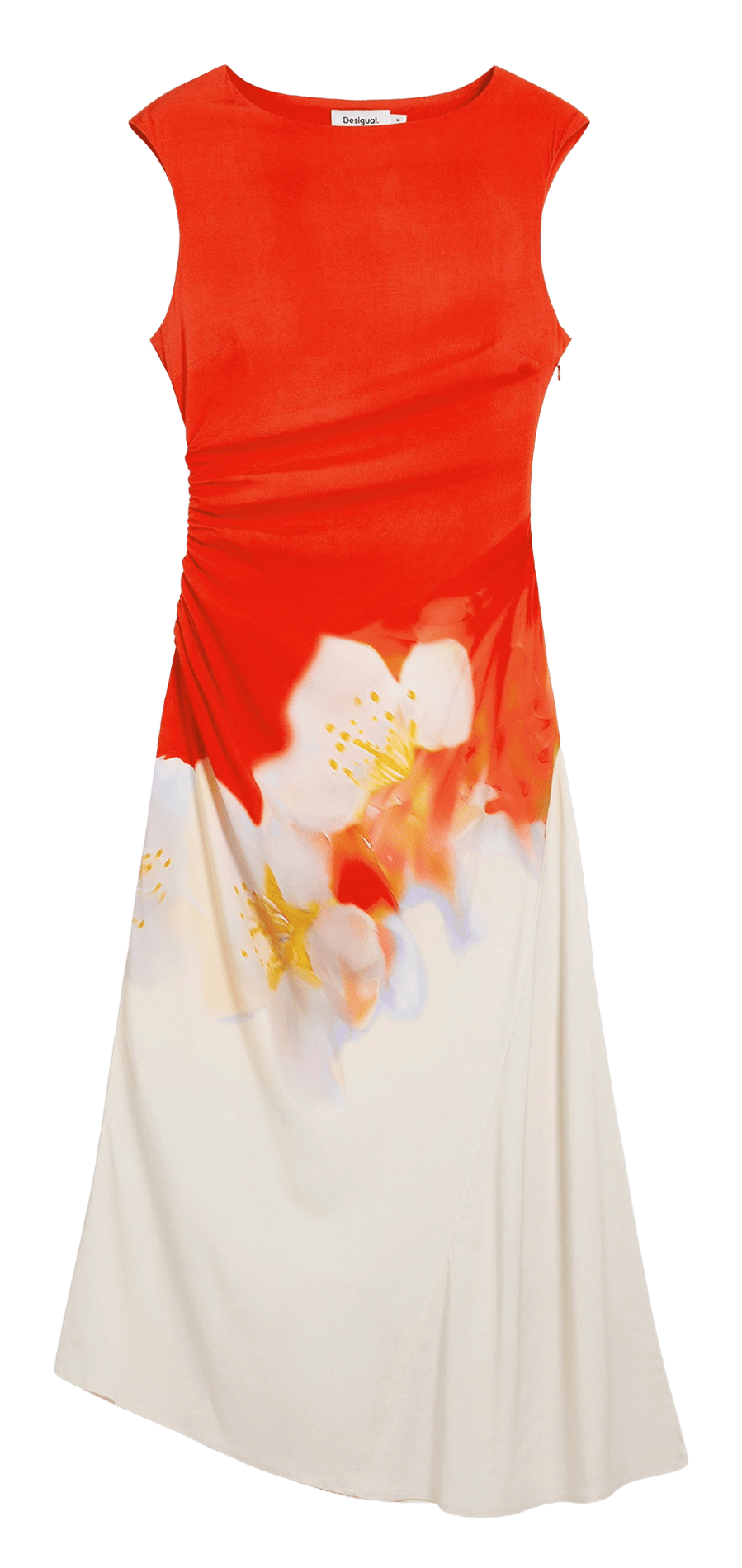 Halflange jurk met print en ronde hals DESIGUAL Oranje