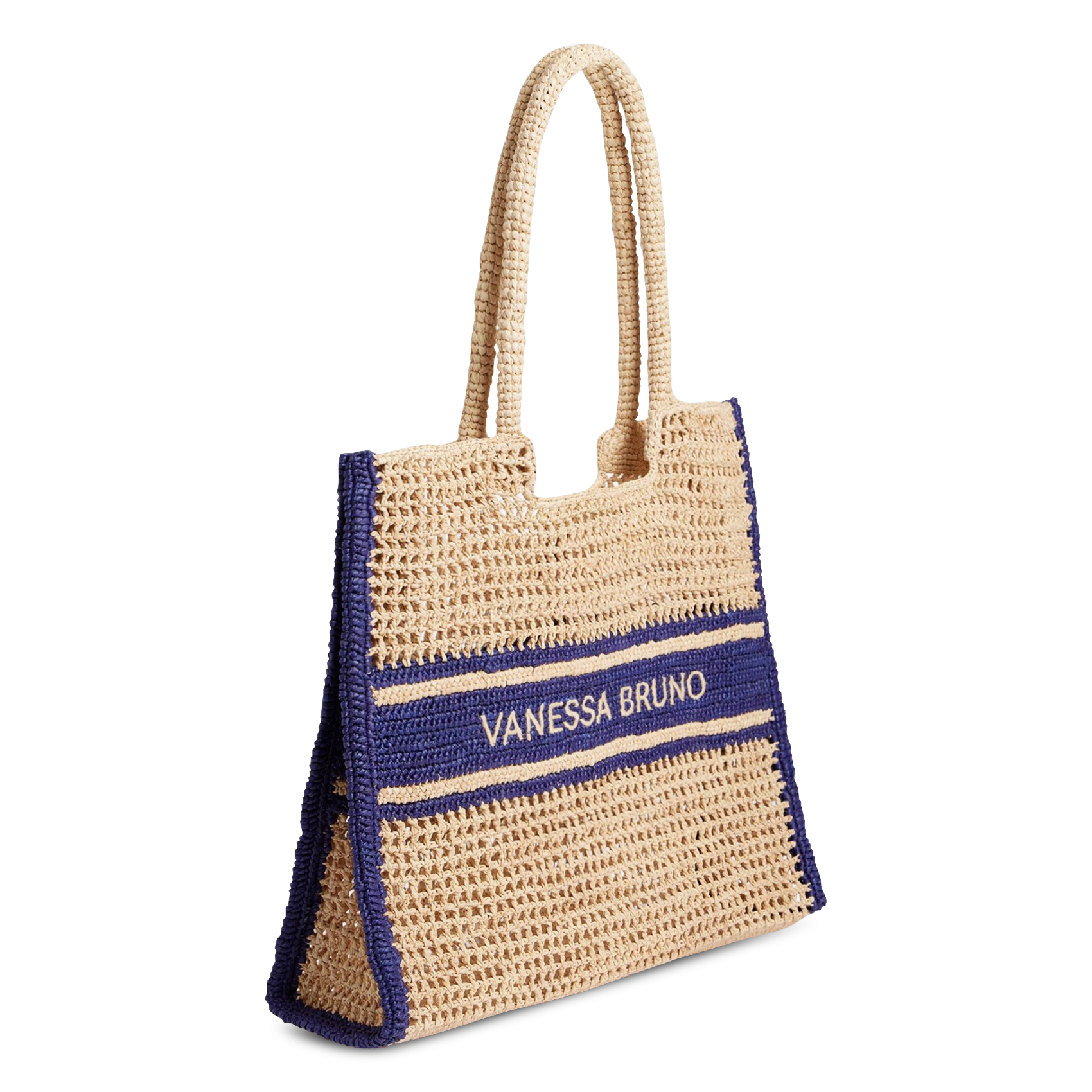 Bolso shopper de rafia VANESSA BRUNO Azul