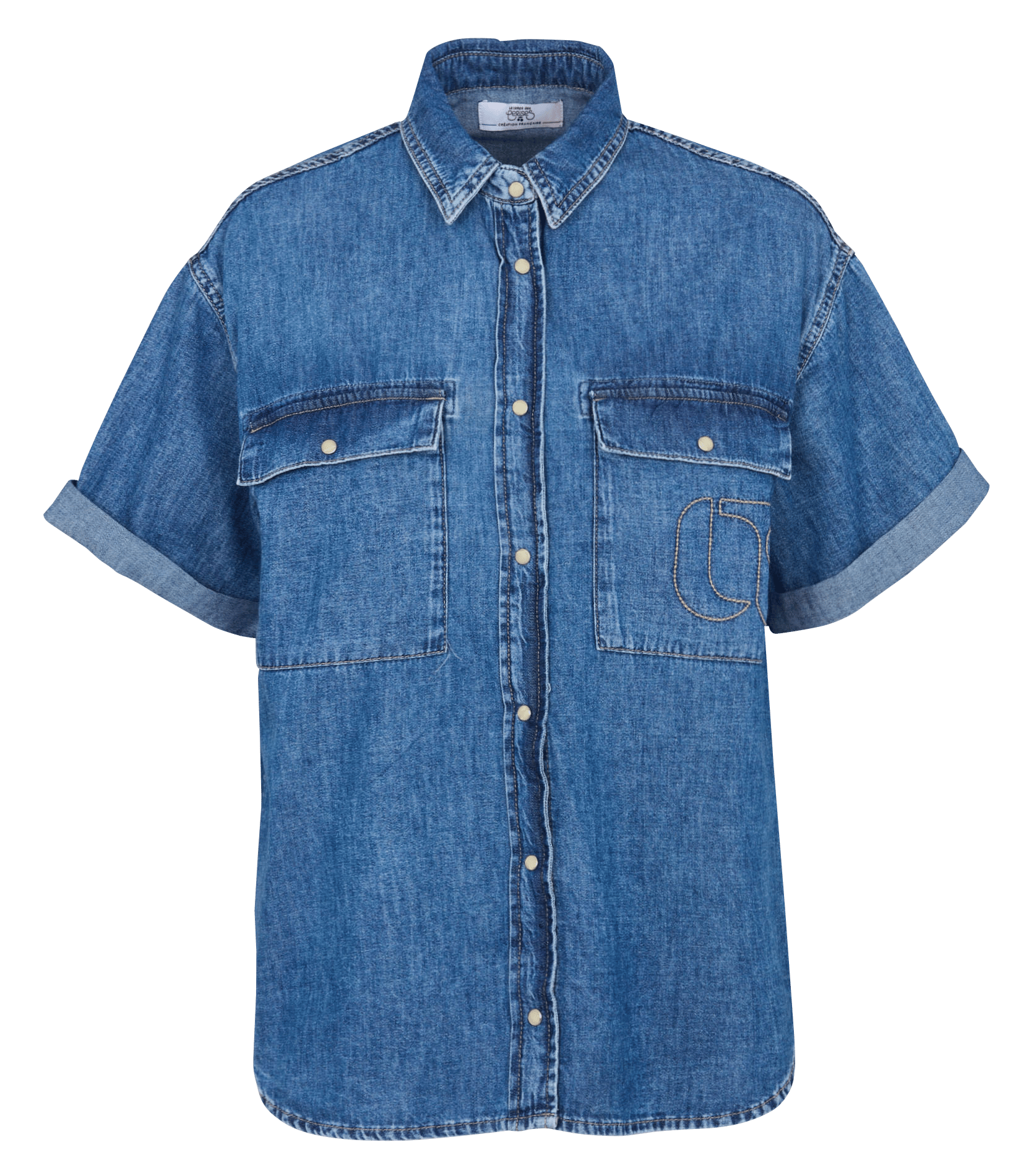 Chemise droite col classique en coton LE TEMPS DES CERISES Bleu