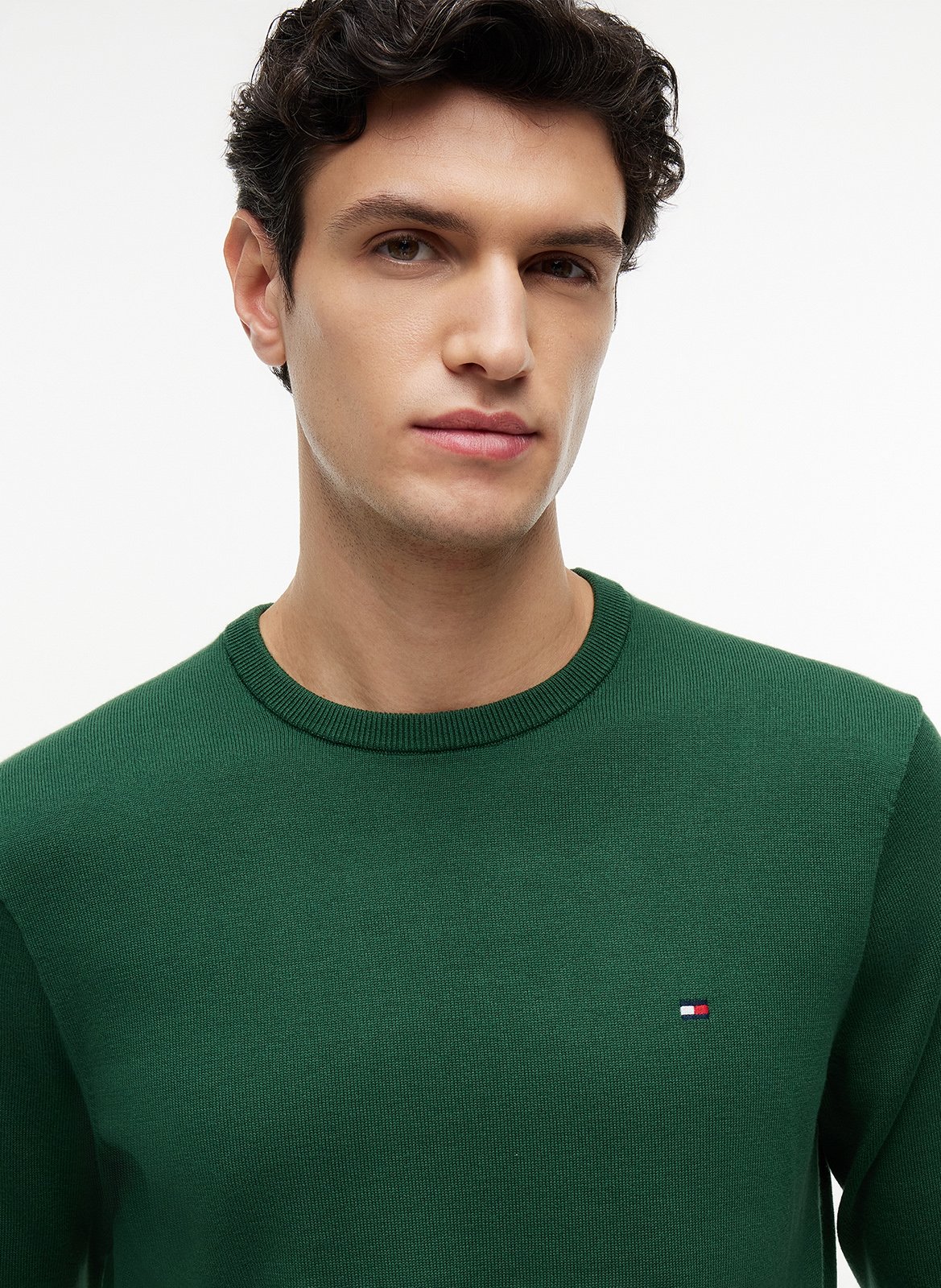 Katoenen tricottrui met ronde hals en fantasieprint TOMMY HILFIGER Groen