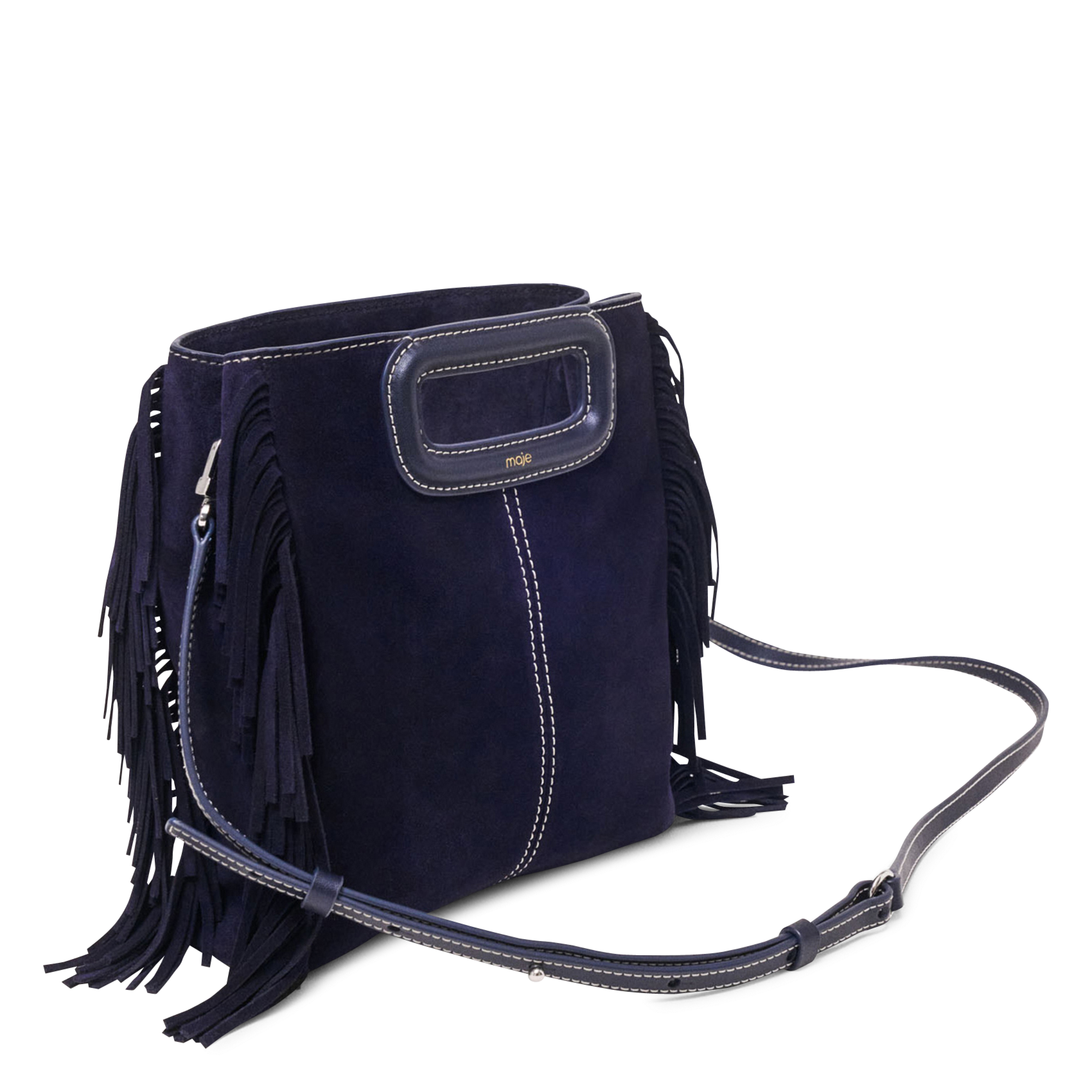 Sac bandoulière en cuir MAJE Bleu