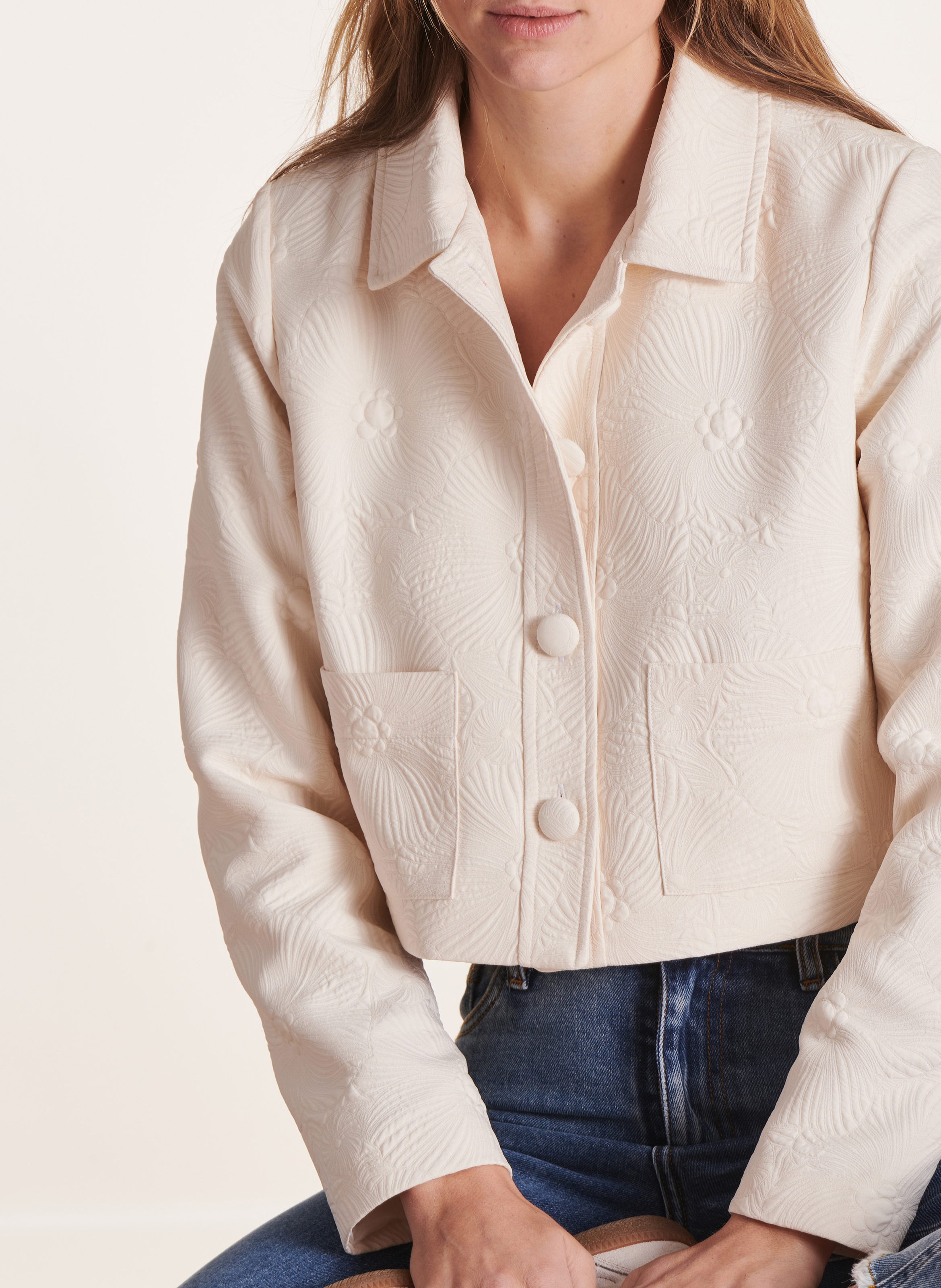 Short jacket with classic collar LA FEE MARABOUTEE White