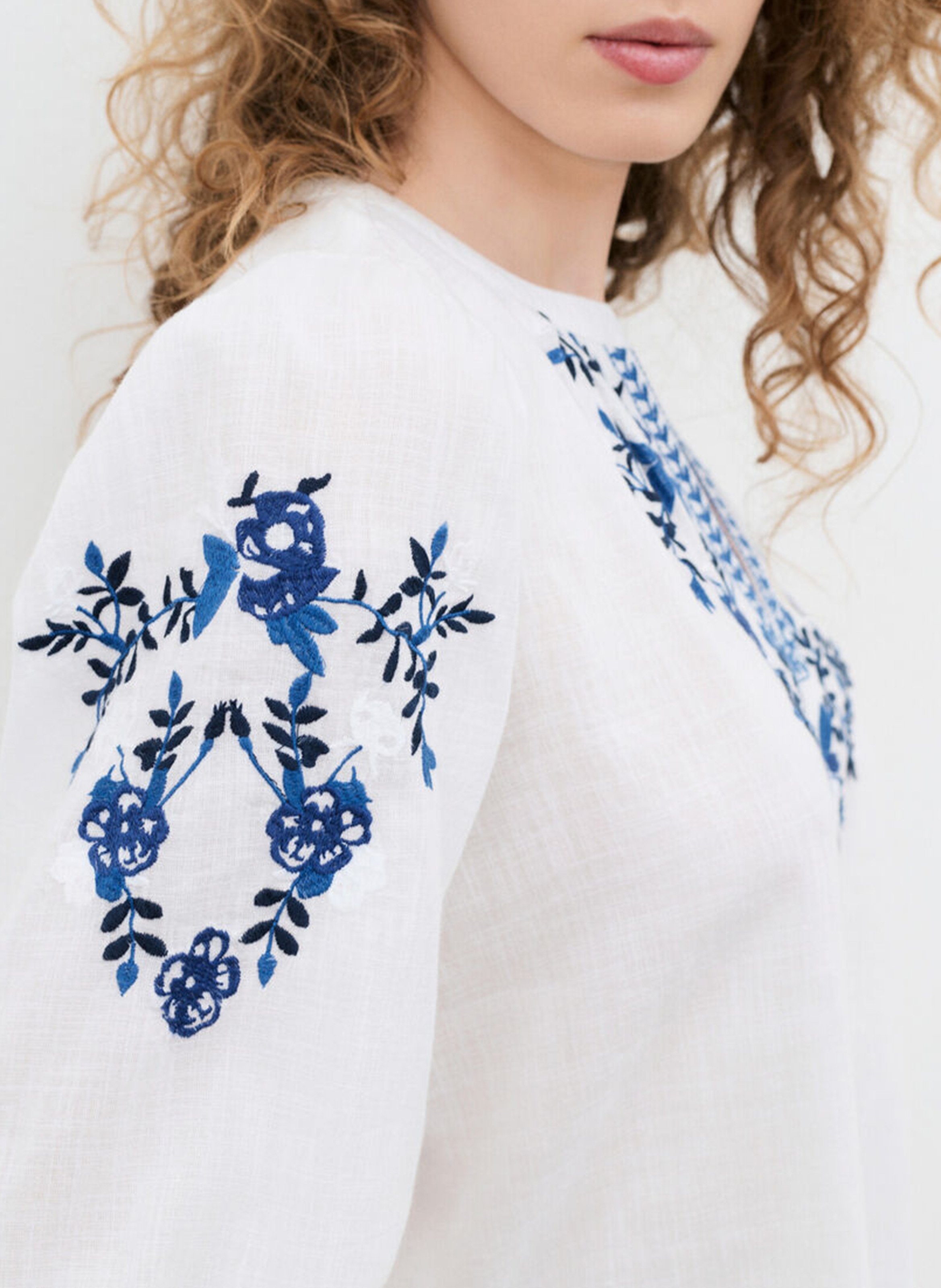 Top oversize en coton brodé CAROLL Blanc