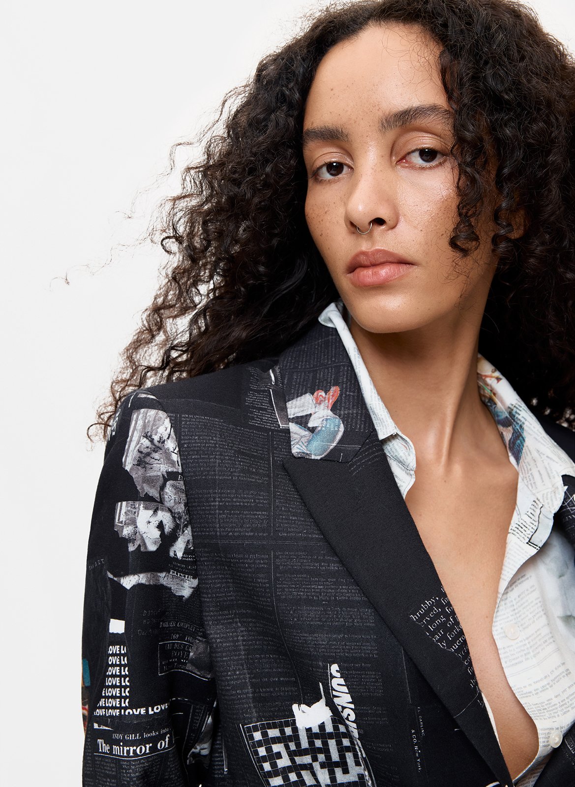 Veste col tailleur imprimée en coton mélangé DESIGUAL Noir