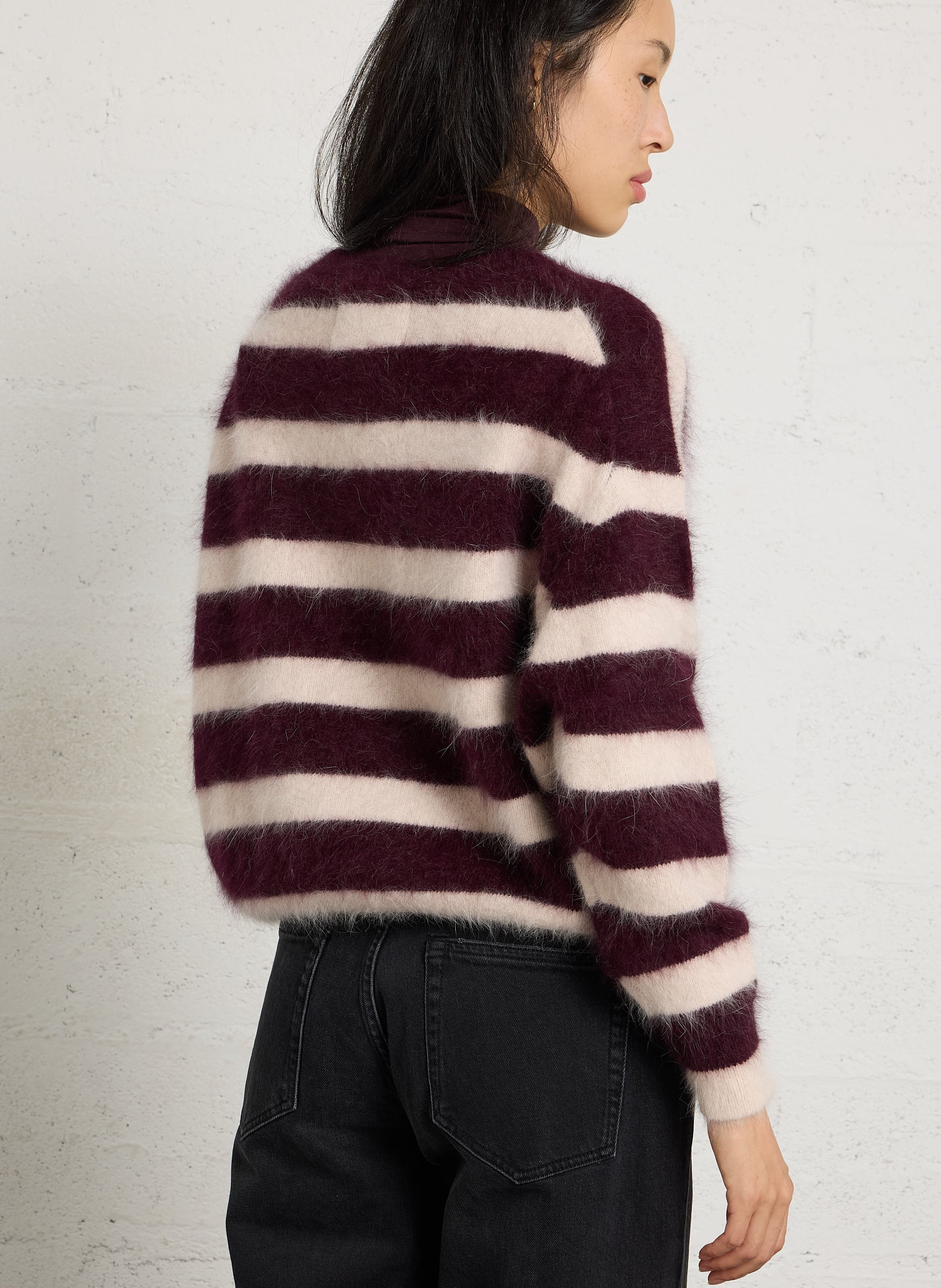 Pull ample rayé en angora mélangé BELLEROSE Rayé