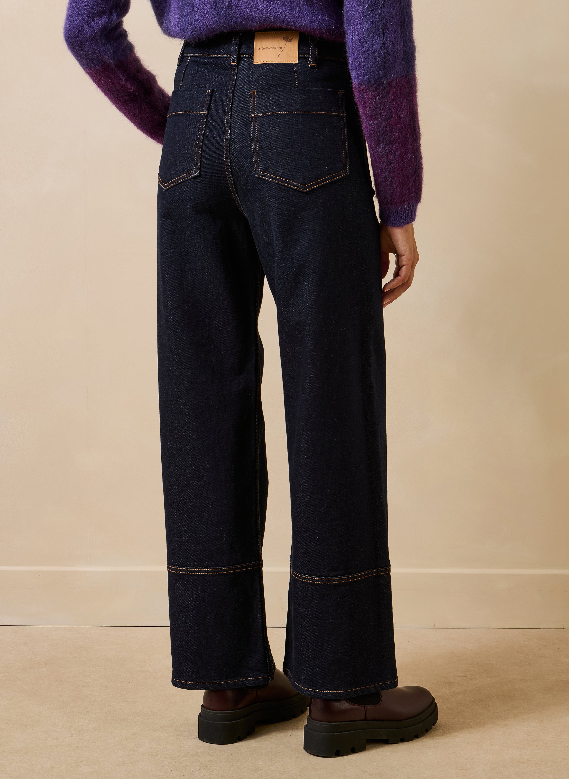 Raw wide-leg jeans with cuffs LA FEE MARABOUTEE Blue