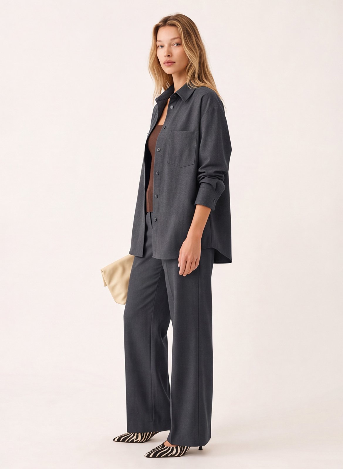 Rechte blouse met klassieke kraag KOOKAI Grijs