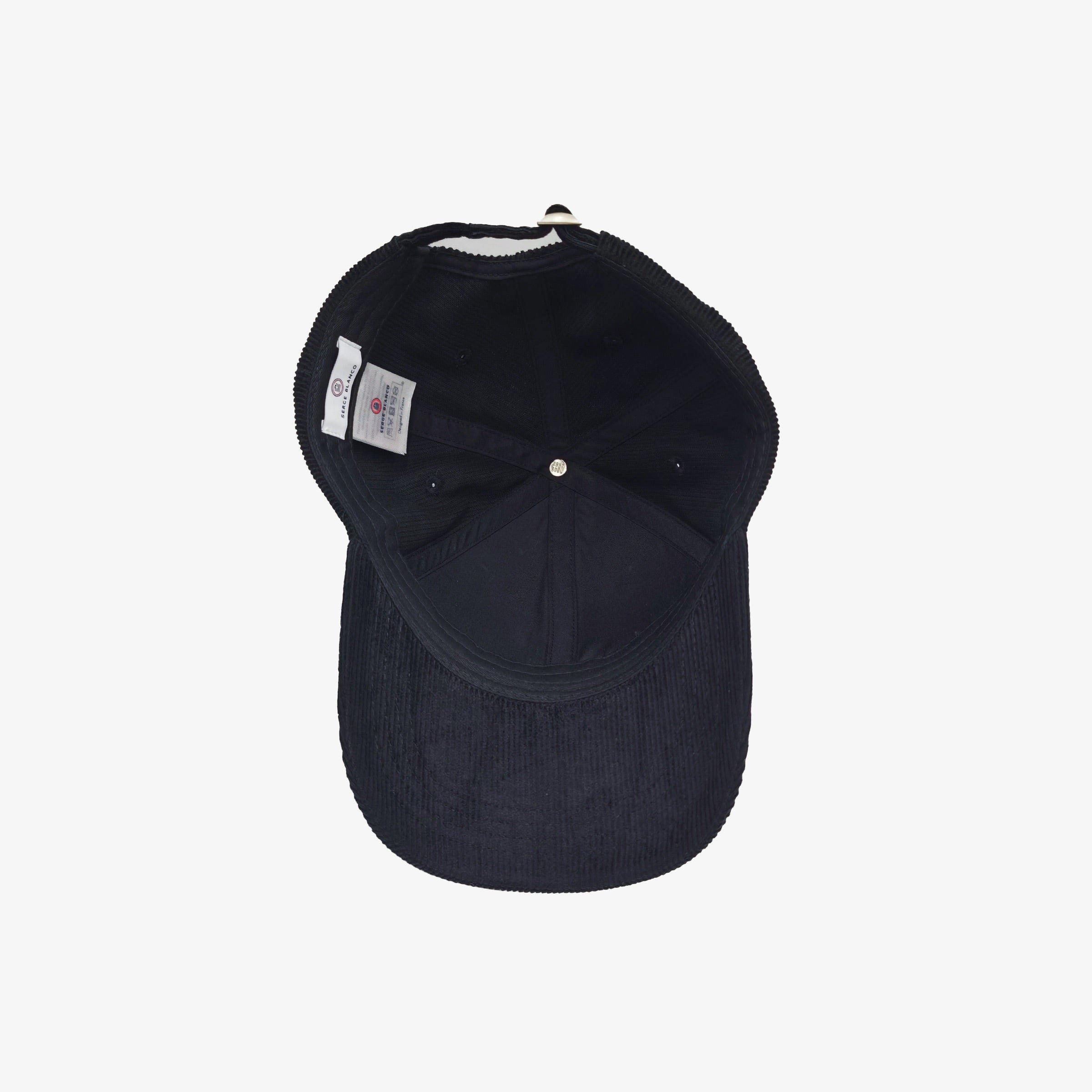 Black corduroy logo badge cap SERGE BLANCO Black