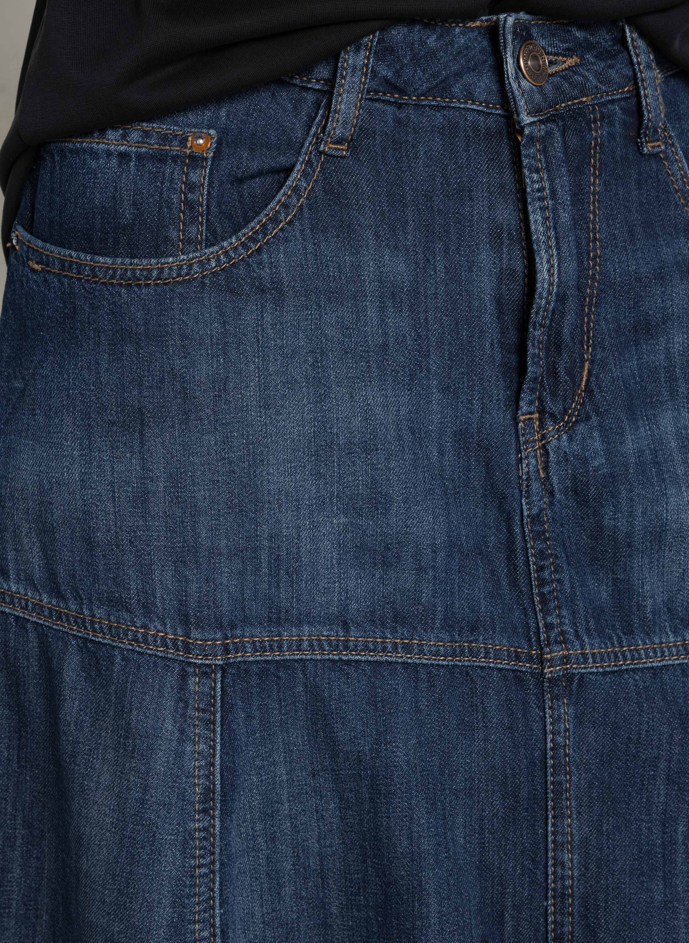 Uitlopende denim rok met skaterstijl. LE TEMPS DES CERISES Blauw