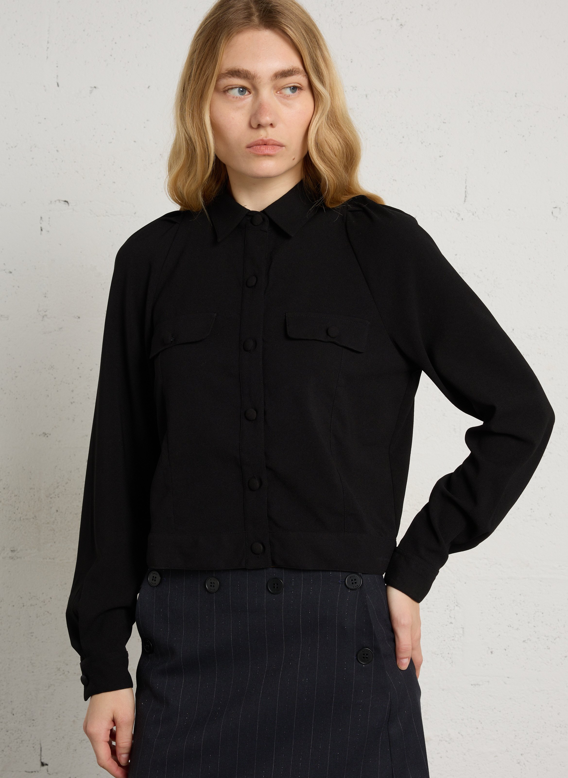 Short shirt with classic collar IKKS Black