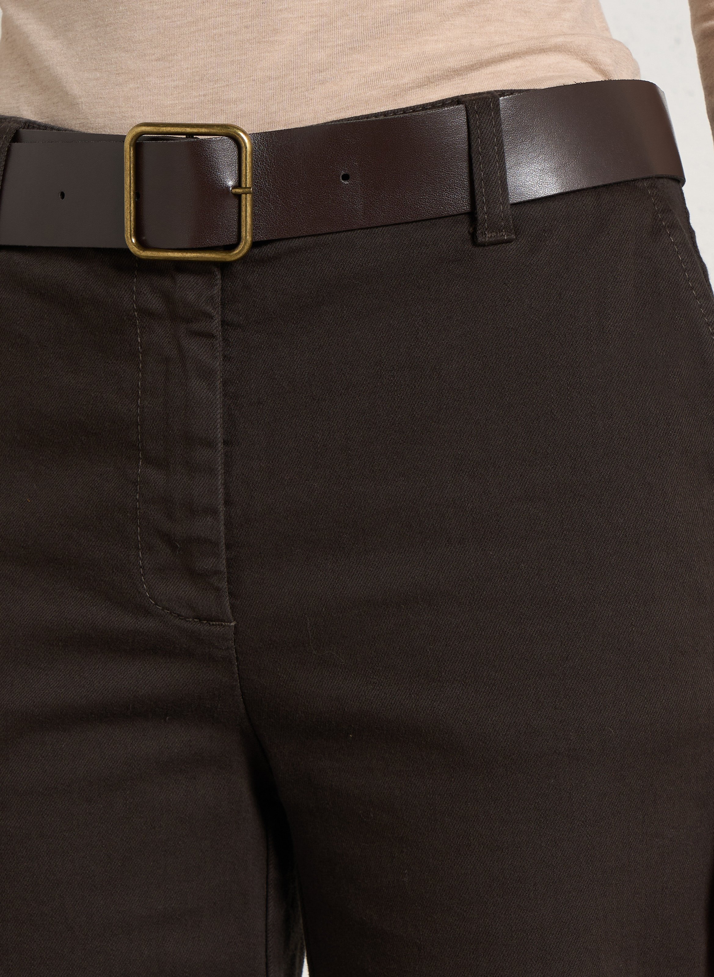 High-waisted cropped cotton-blend jeans PLEASE Brown
