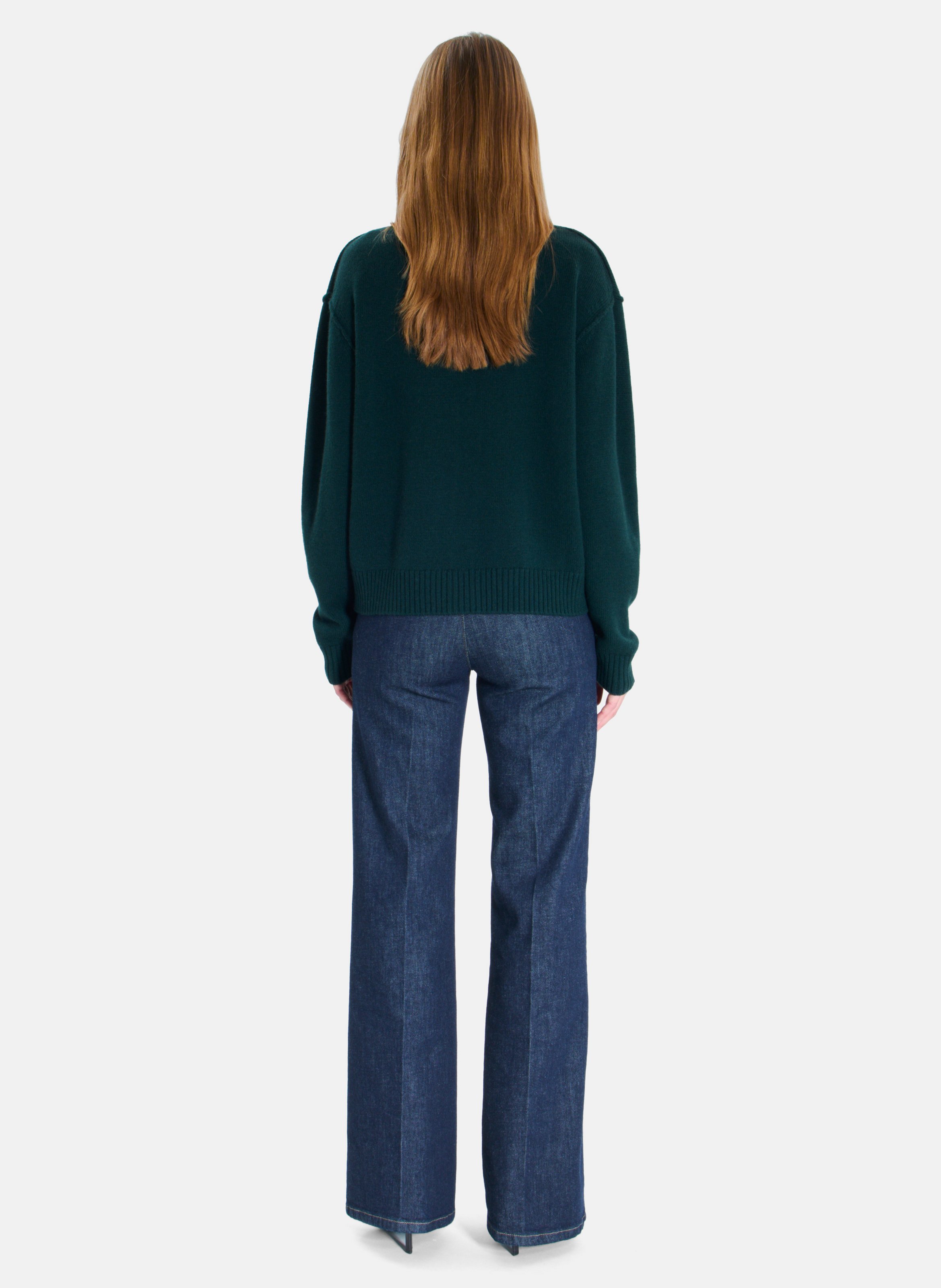 Gerade geschnittene Strickjacke aus Wolle mit Knöpfen ZAPA Grun