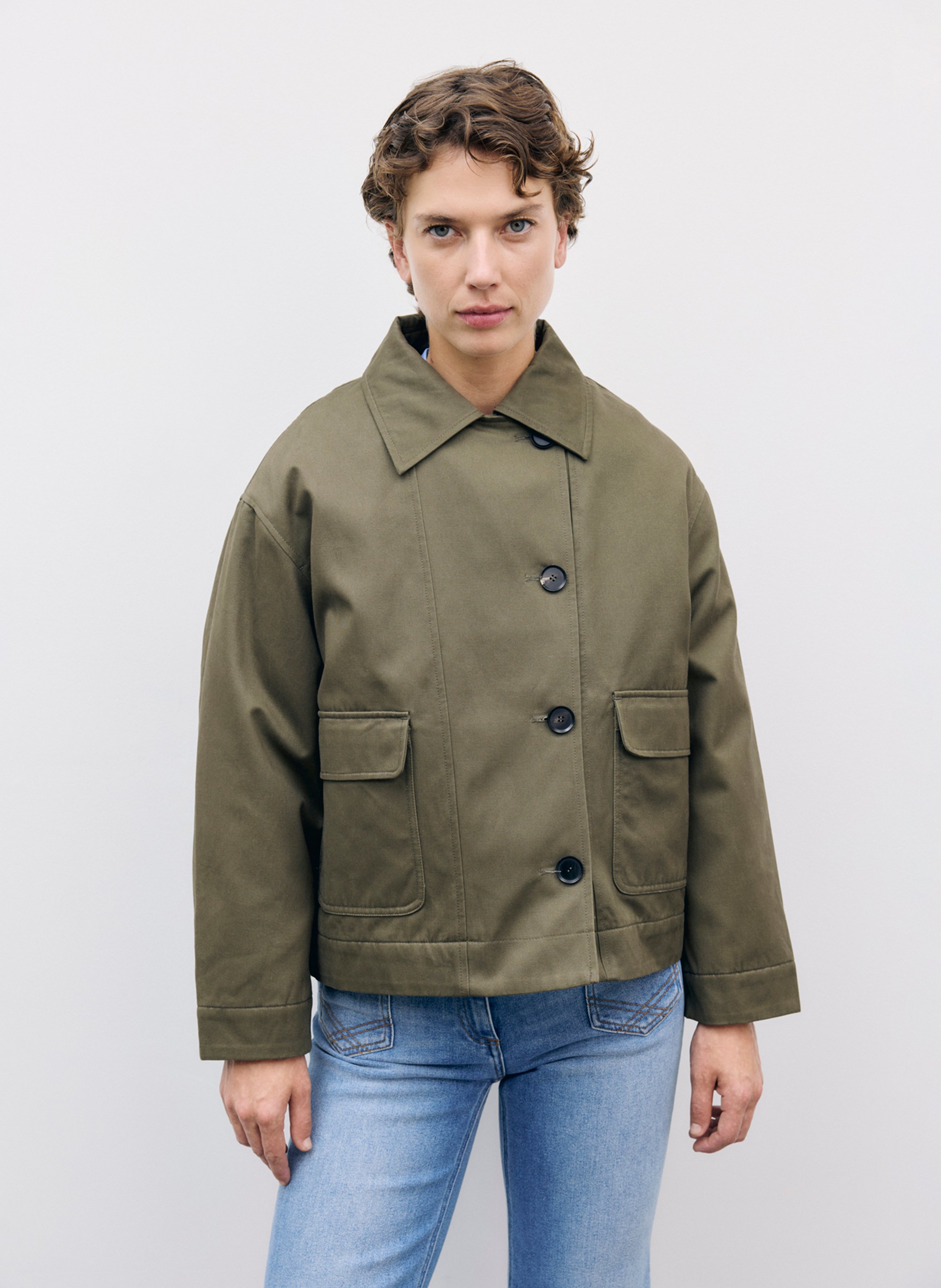 Veste courte droite boutonnée unie GERARD DAREL Kaki