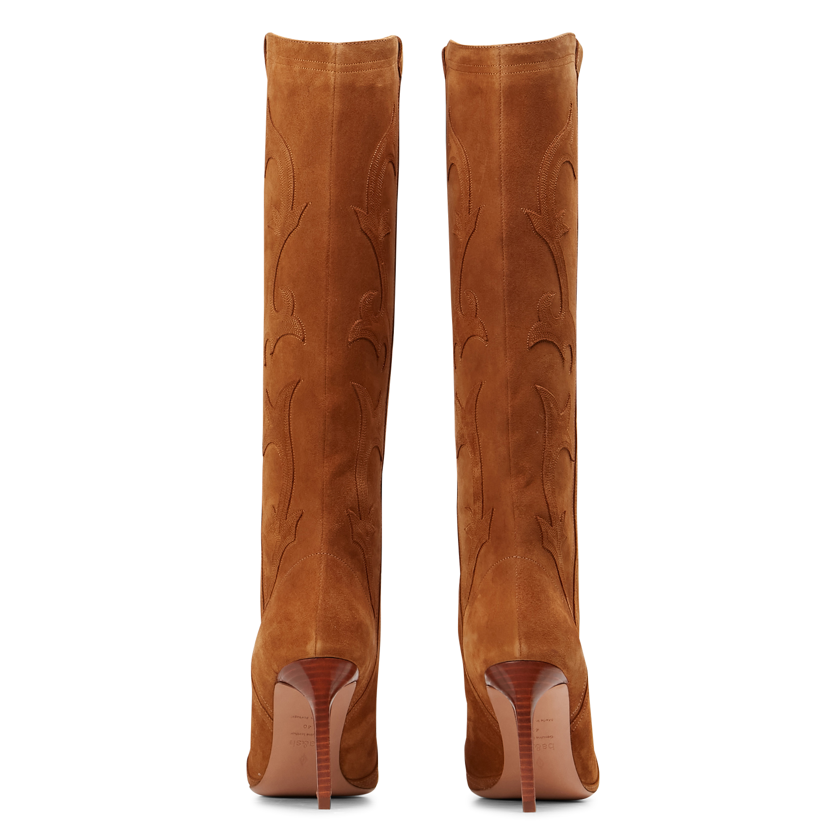 Bottes à talon en cuir velours BA&SH Marron