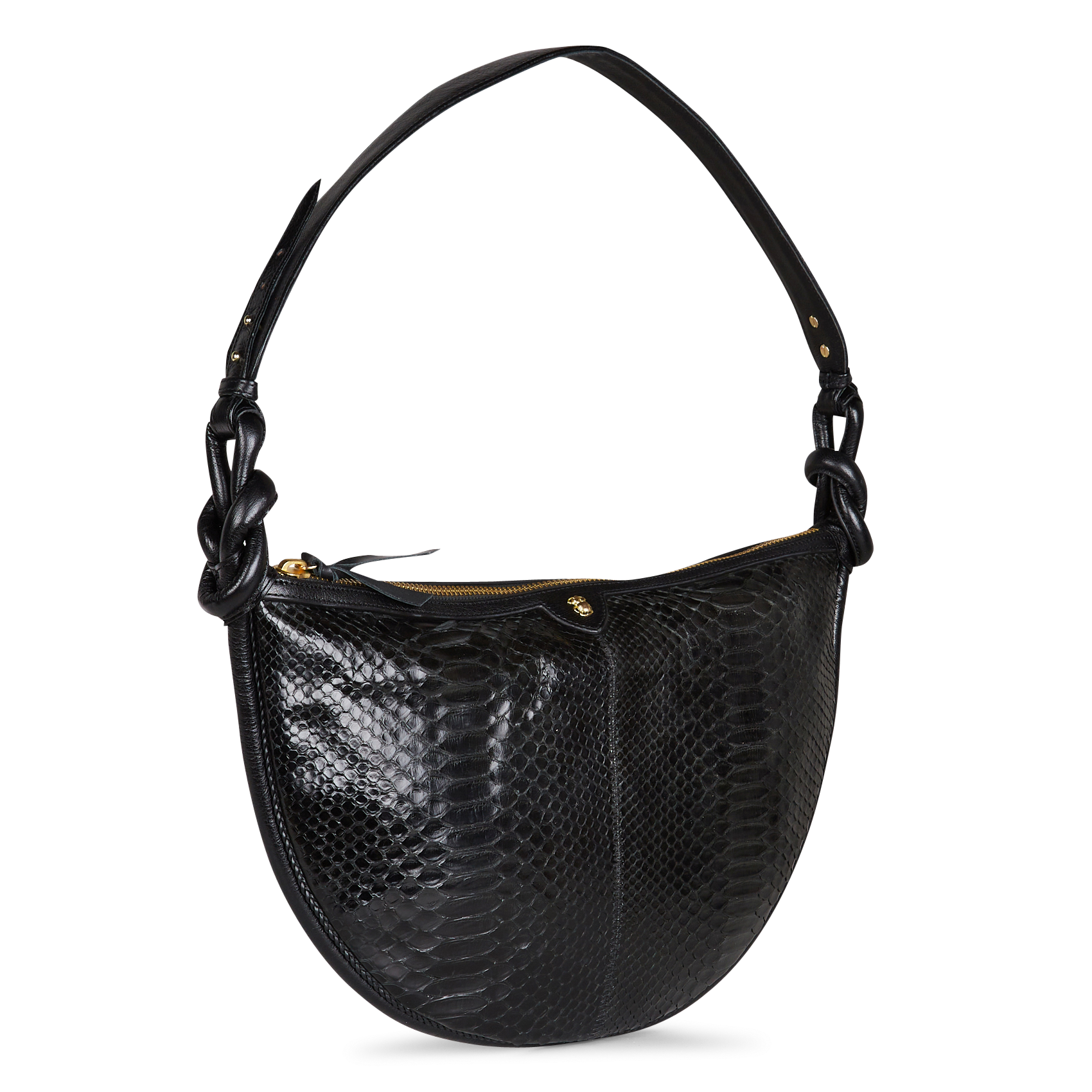 Half-moon python skin bag Black