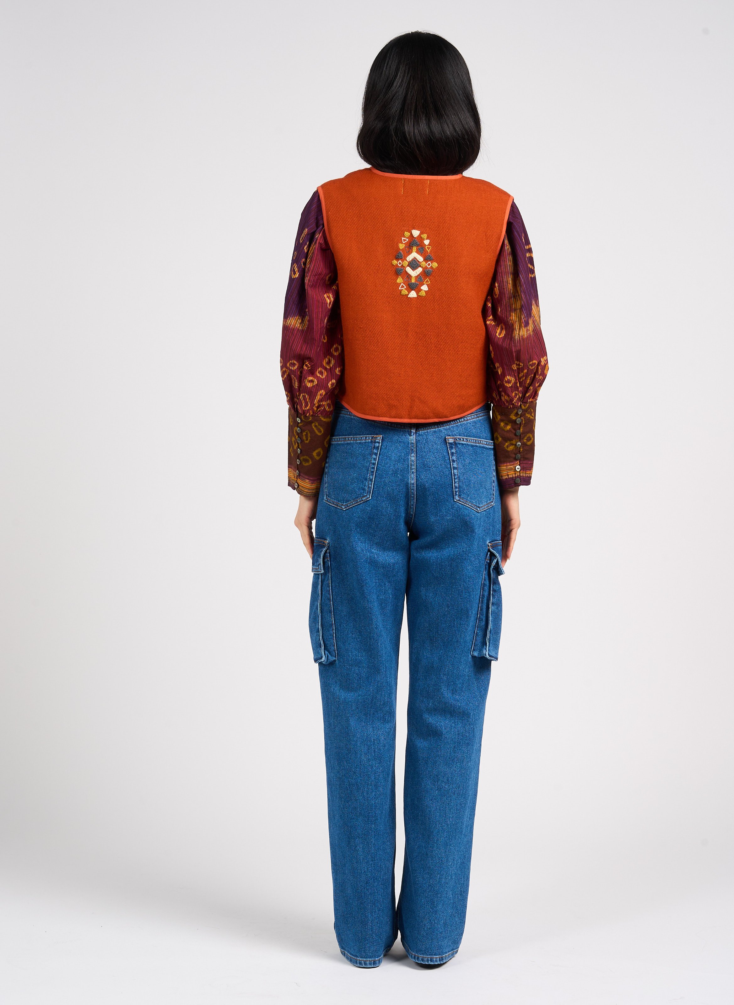 Round-neck printed cotton shirt V DE VINSTER Purple