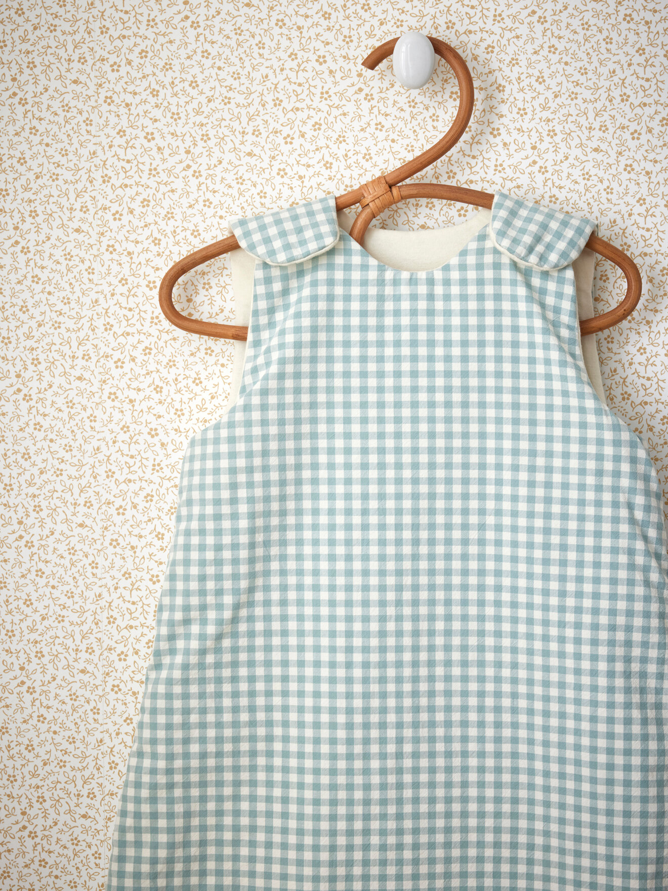 Gingham cotton percale sleeping bag tog 2 CYRILLUS Green