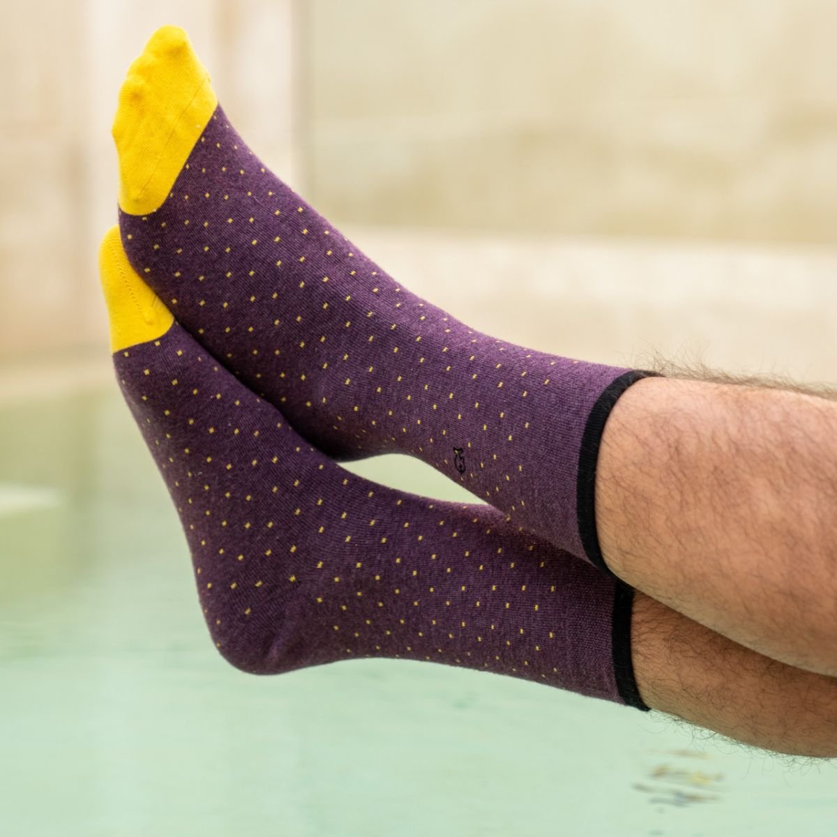 Combed cotton socks with polka dots BILLYBELT Purple