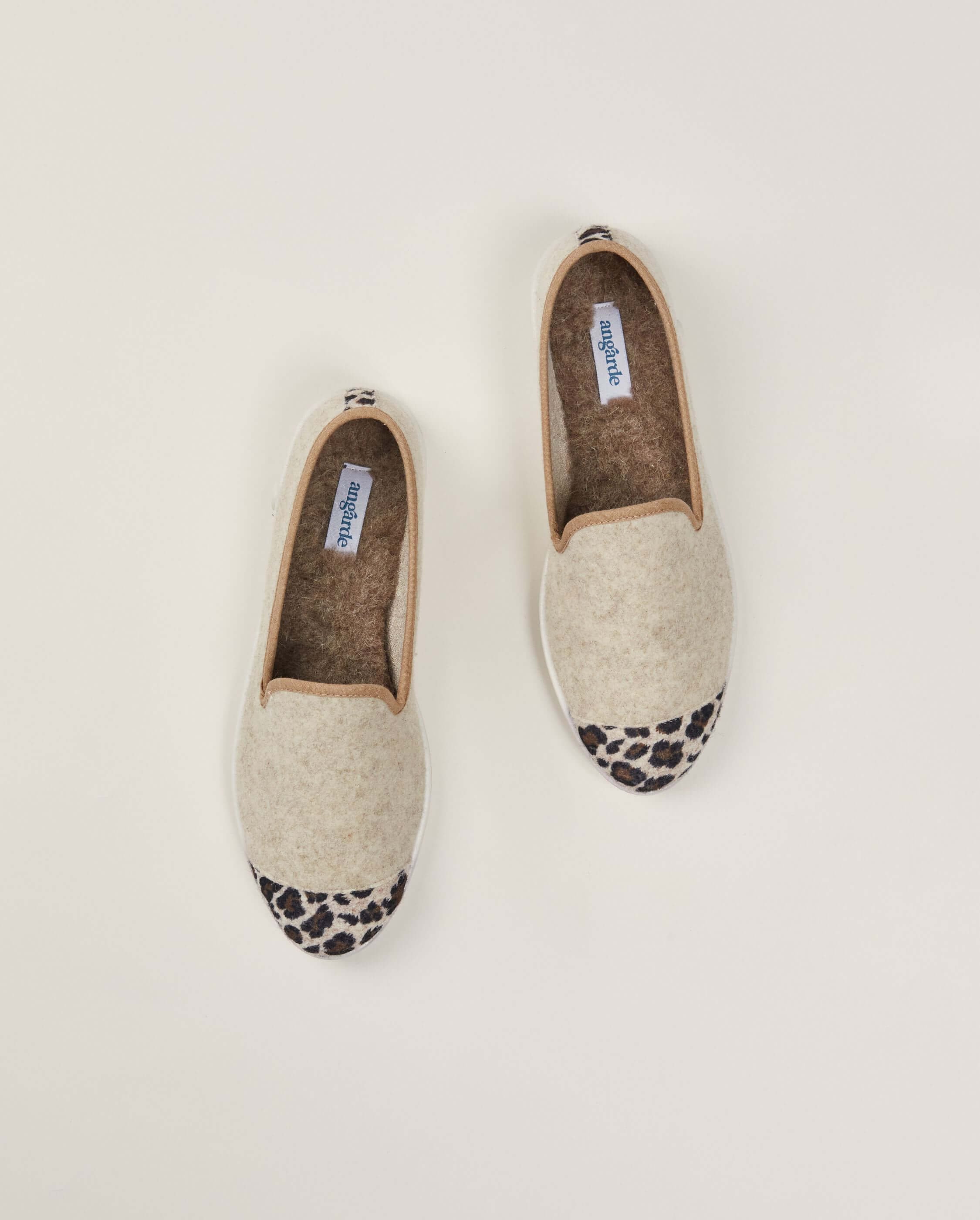 Women's wool slipper, beige leopard ANGARDE Beige