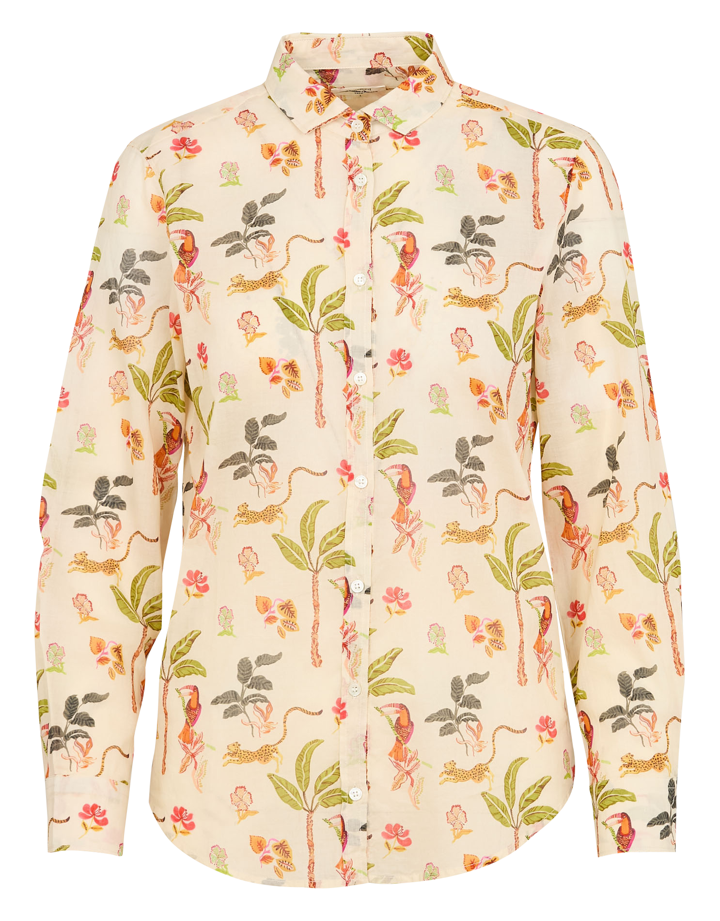 Gerade geschnittene Baumwollbluse mit Print HARTFORD Beige