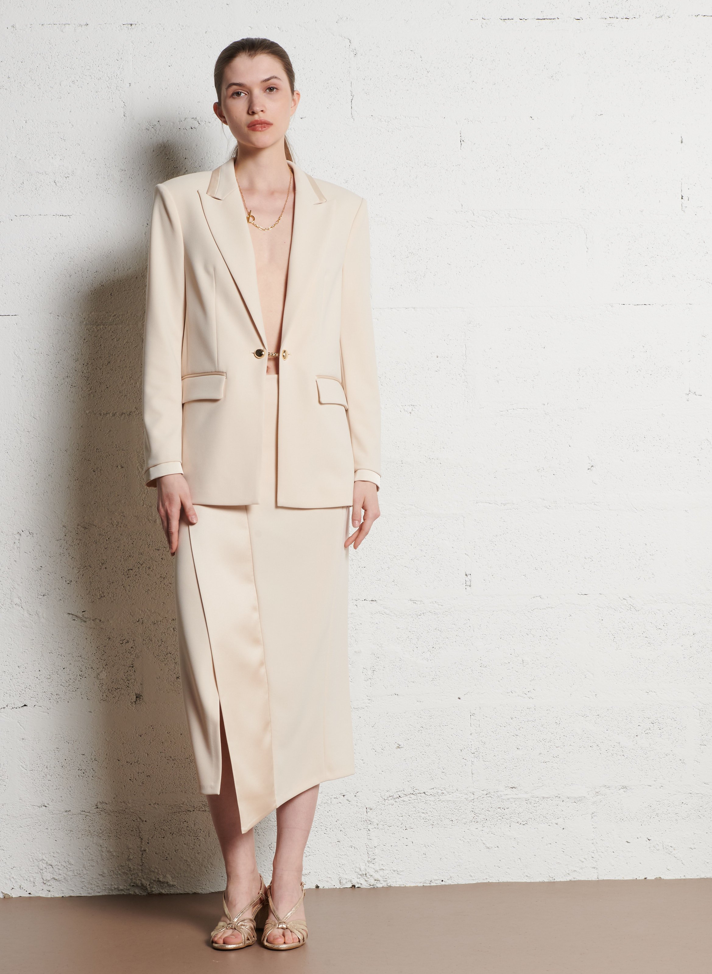 Satin asymmetric skirt IMPERIAL White