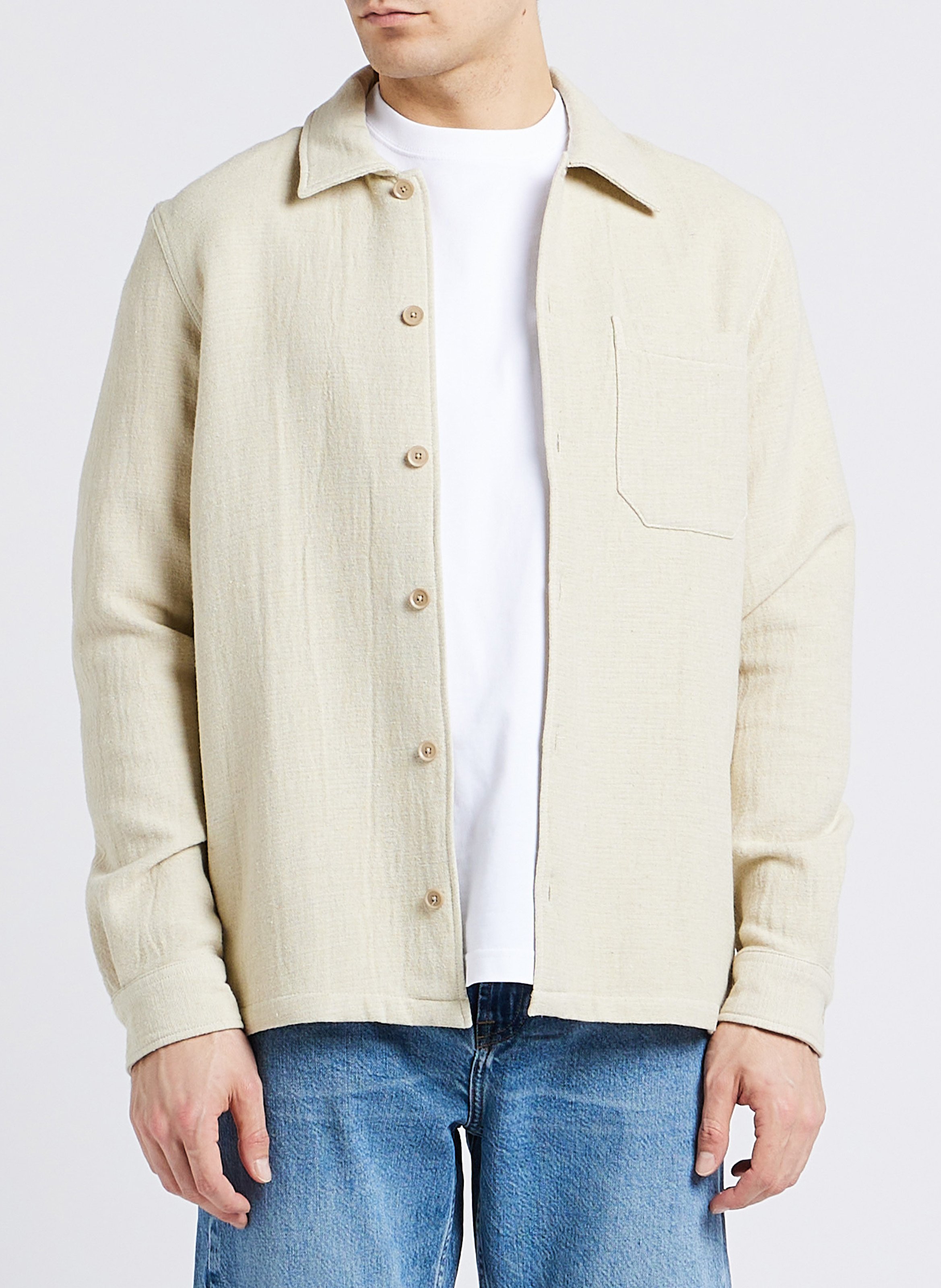 Chemise ample col classique en coton mélangé SAMSOE SAMSOE Blanc