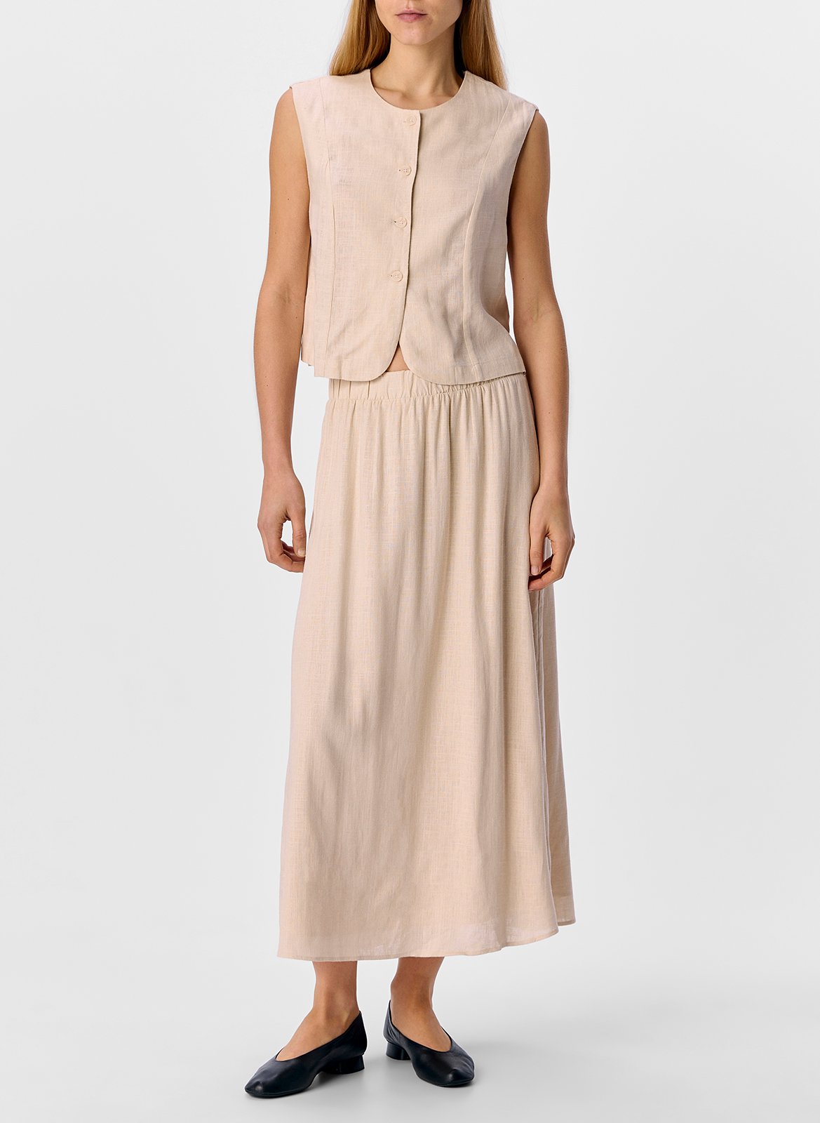 Gerade geschnittene Strickjacke Beige