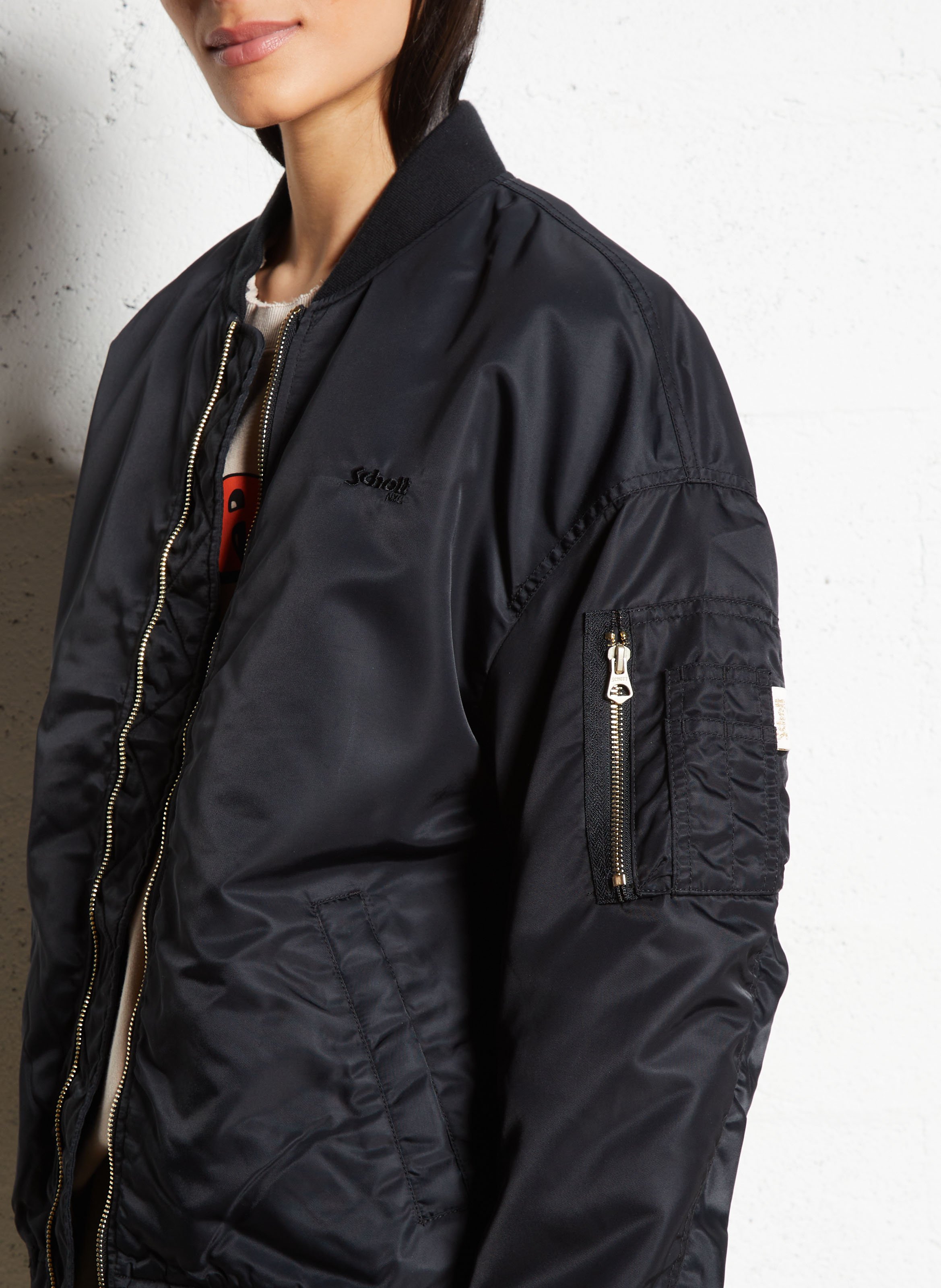 Veste col teddy  SCHOTT Noir