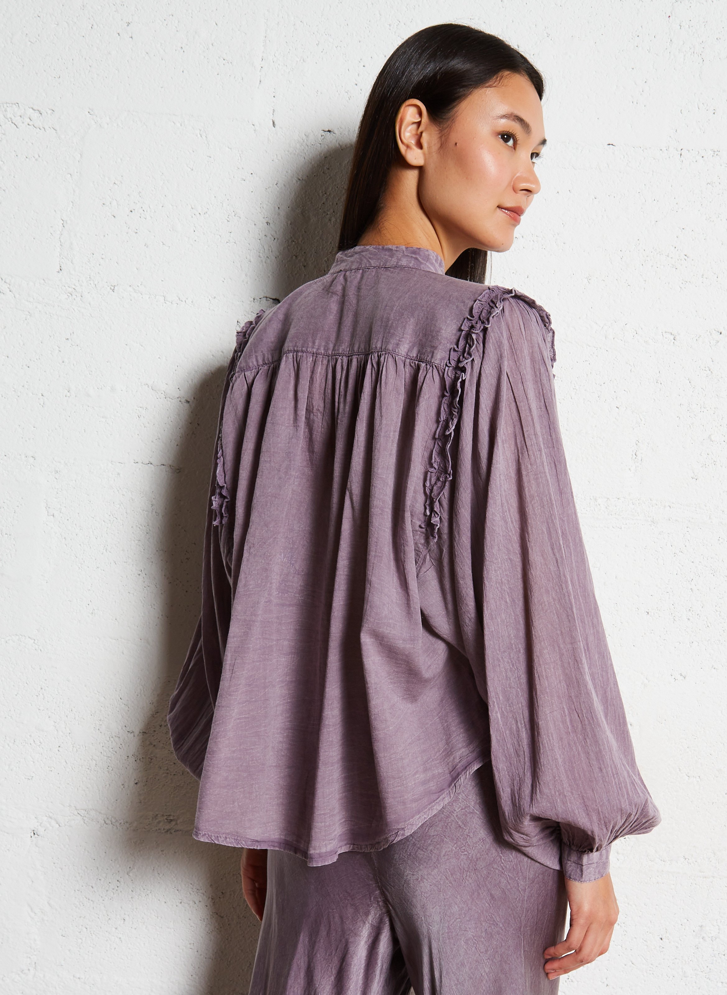 Buttoned round-neck blouse MES DEMOISELLES Purple