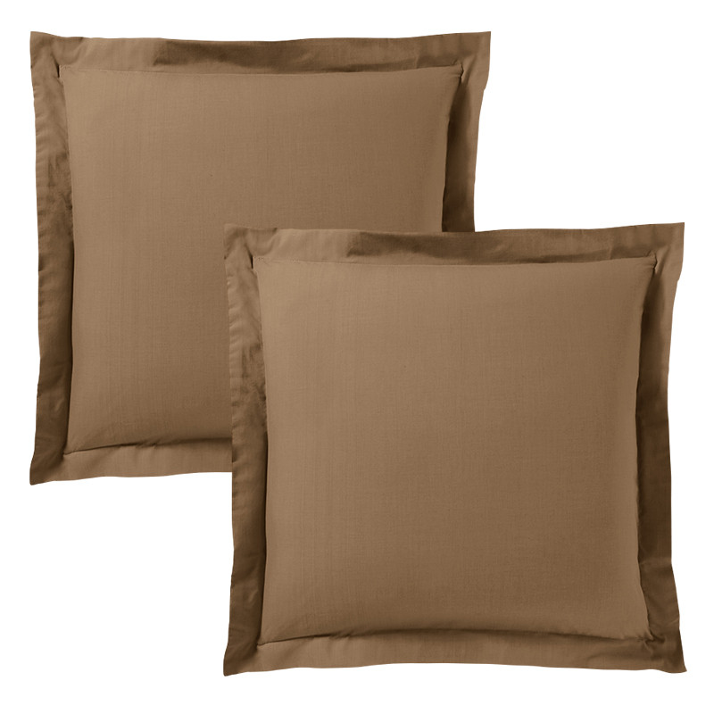 Cotton percale pillow case COTON PUR Brown