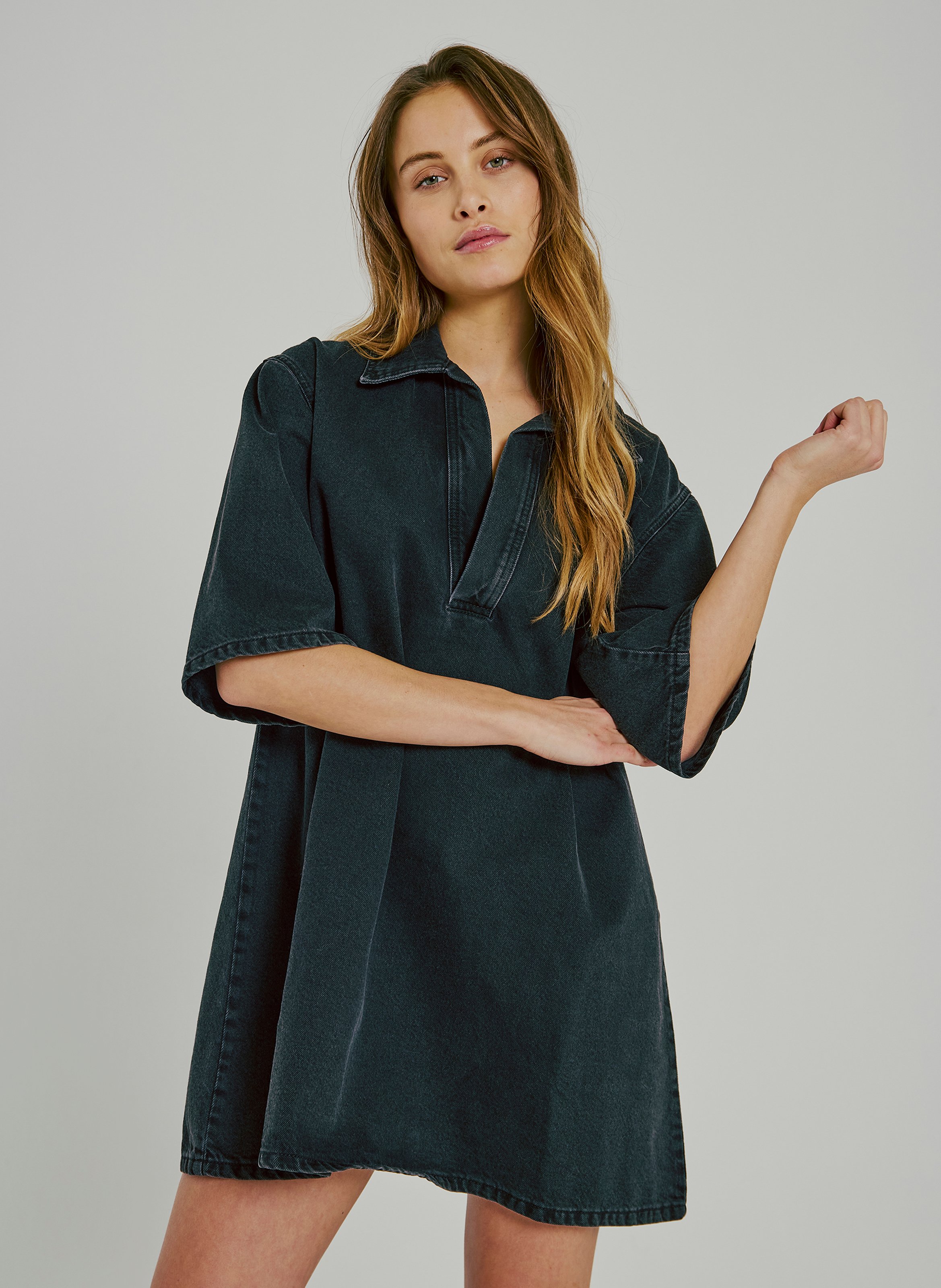 Short dress in blended organic cotton NORR Black