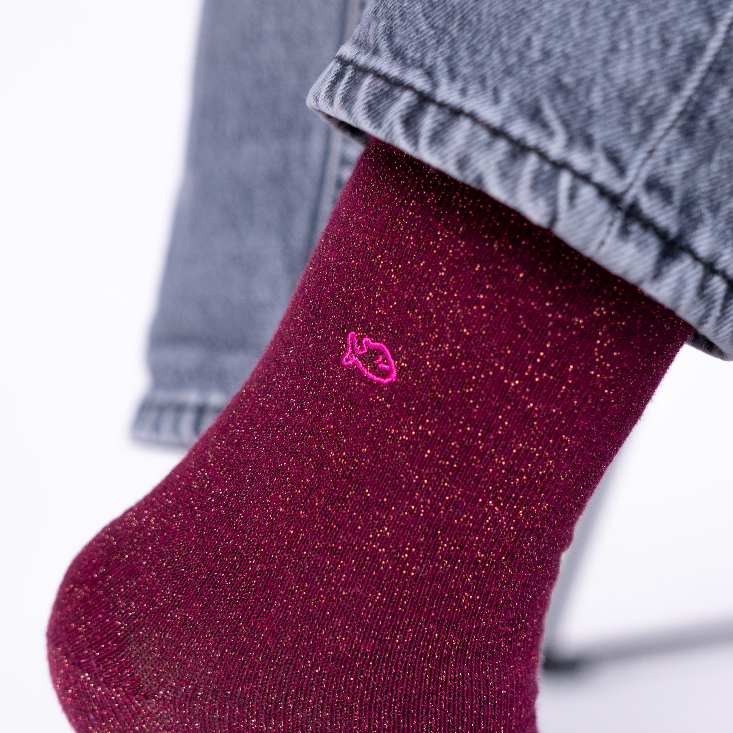 Solid Combed Cotton Glittery Socks BILLYBELT Red