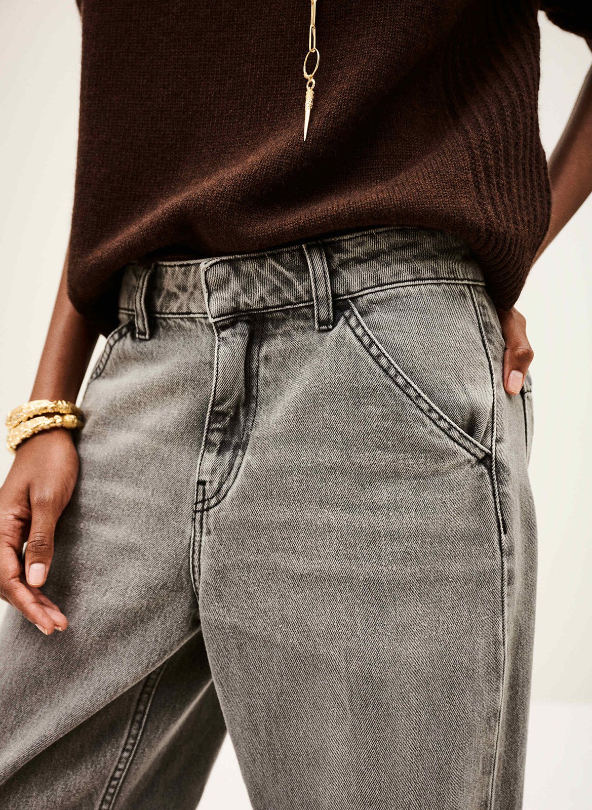 Wijde jeans met wassing BA&SH Grijs