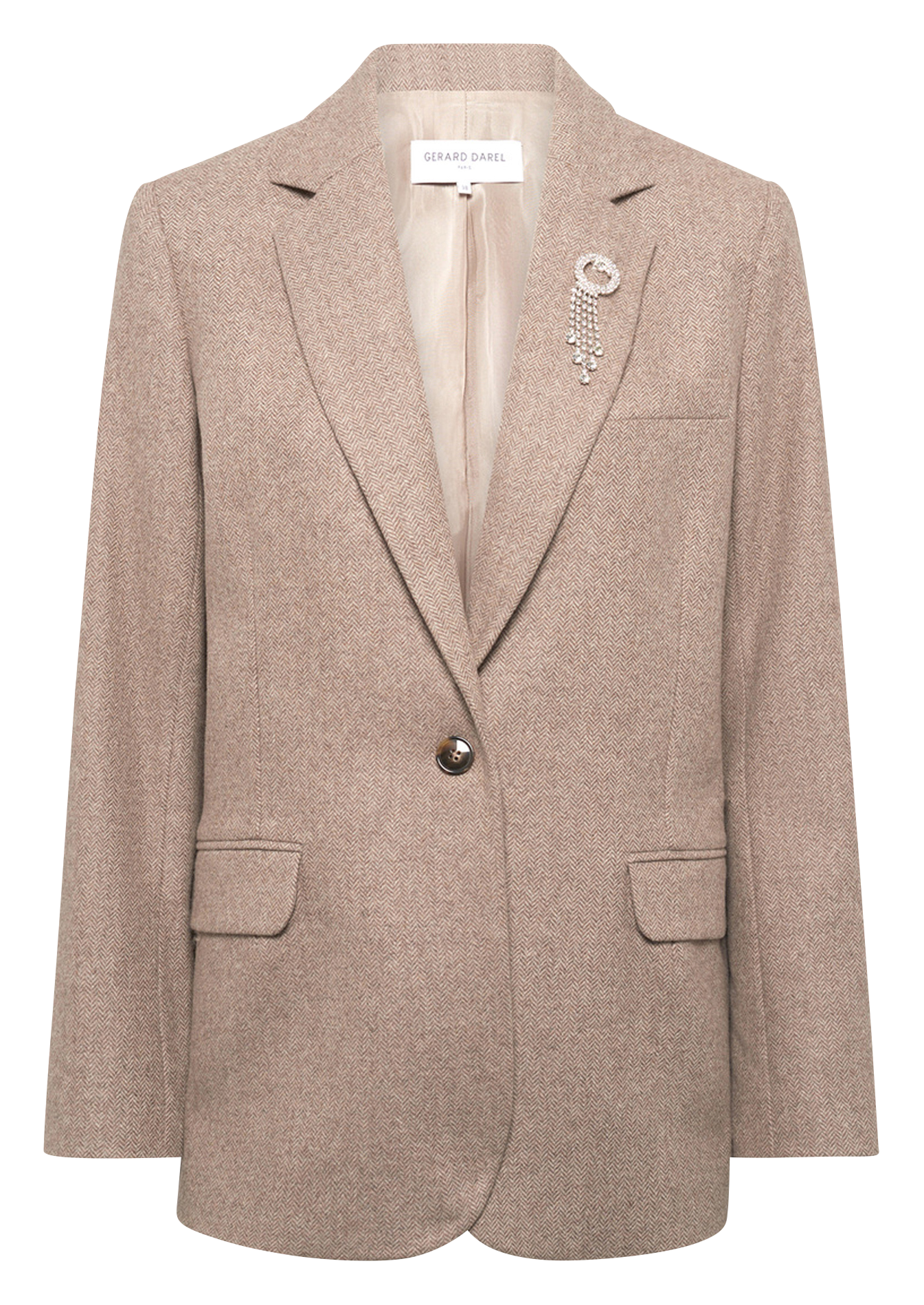 Veste col tailleur en laine mélangée GERARD DAREL Beige