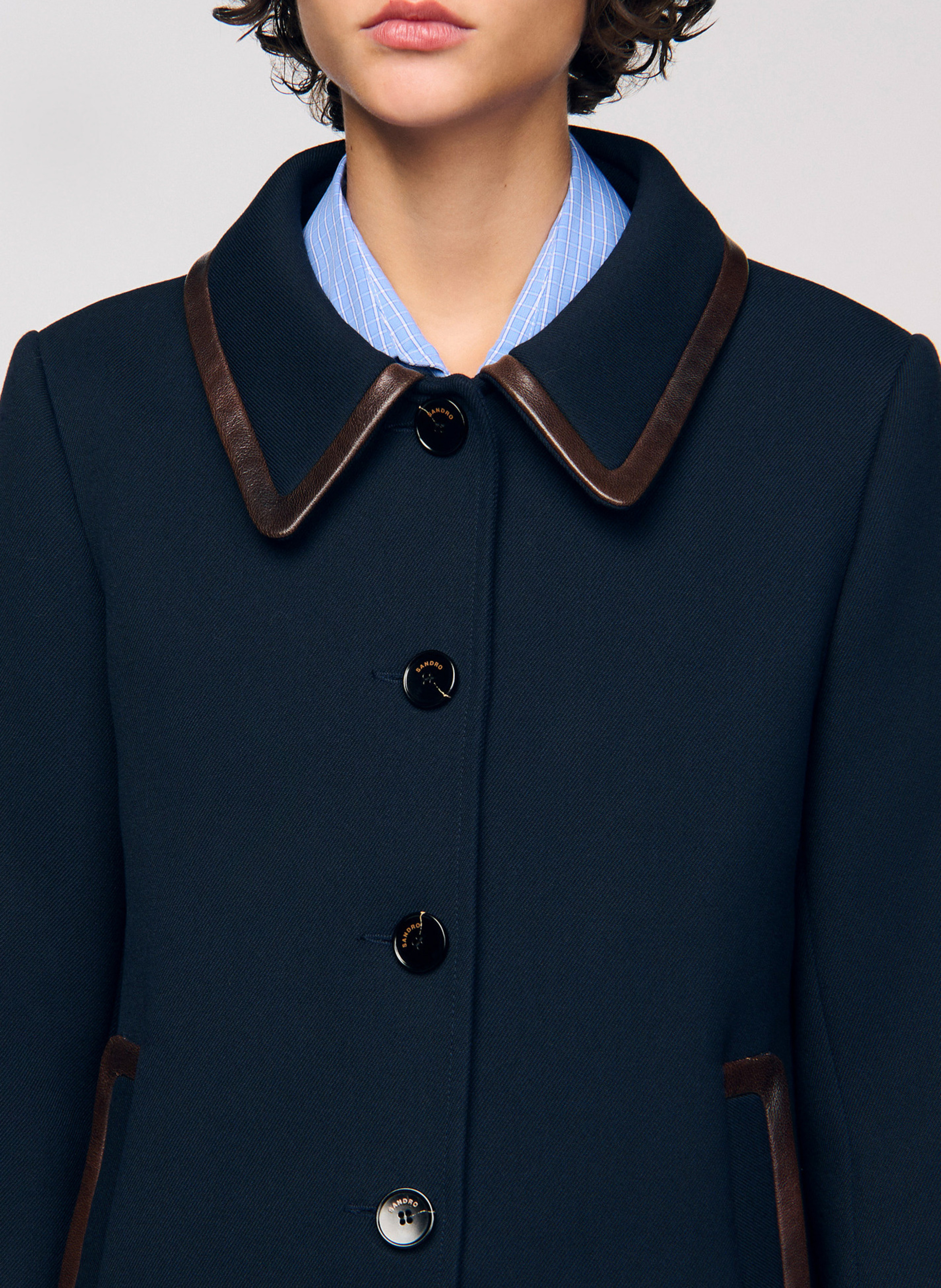 Manteau col chemise  SANDRO Bleu