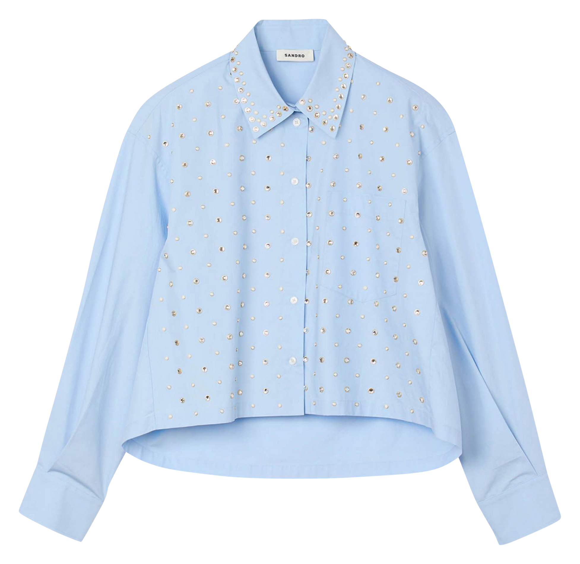 Oversized short shirt with rhinestones SANDRO Blue