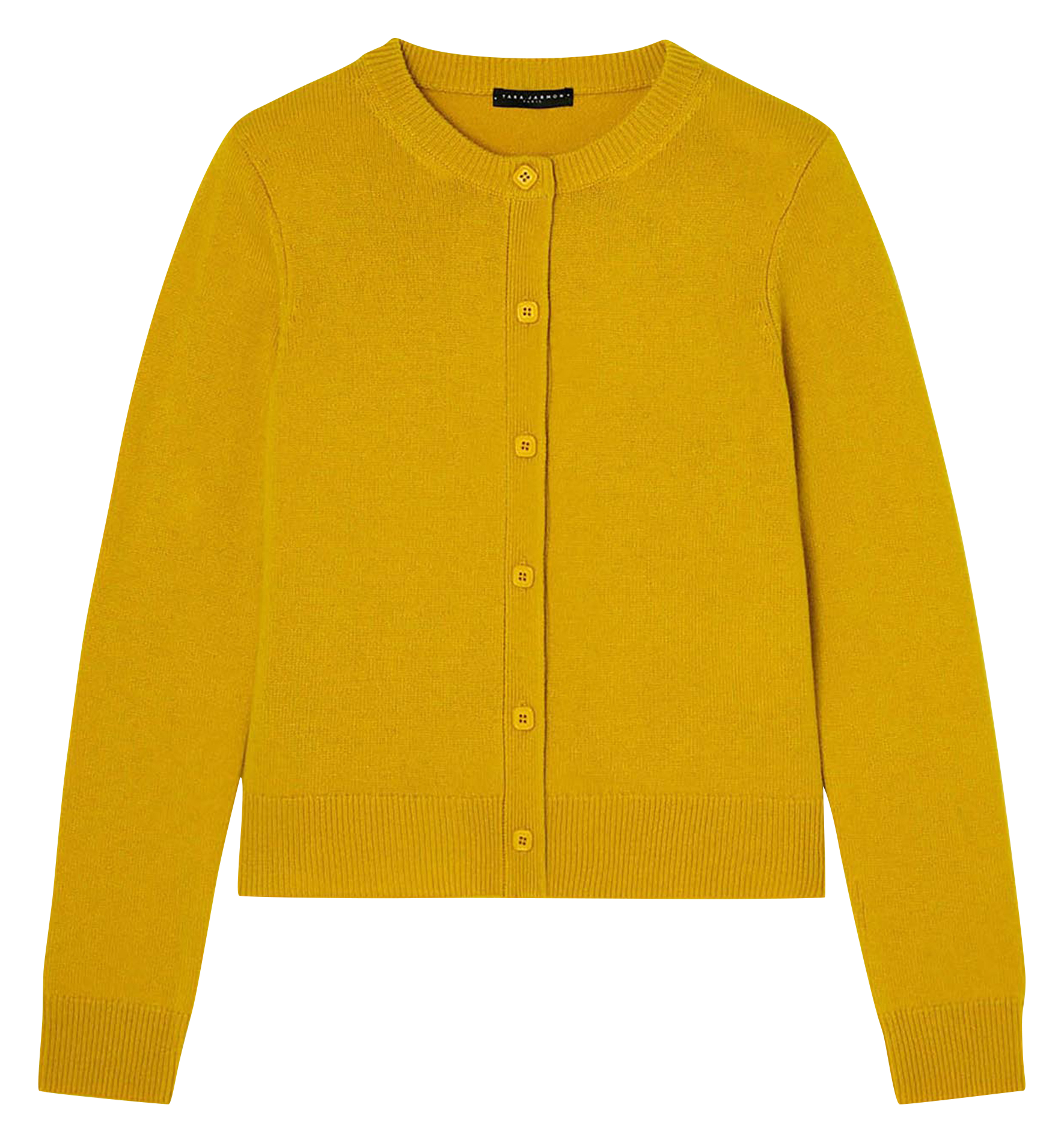 Solid button-up wool blend cardigan TARA JARMON Yellow
