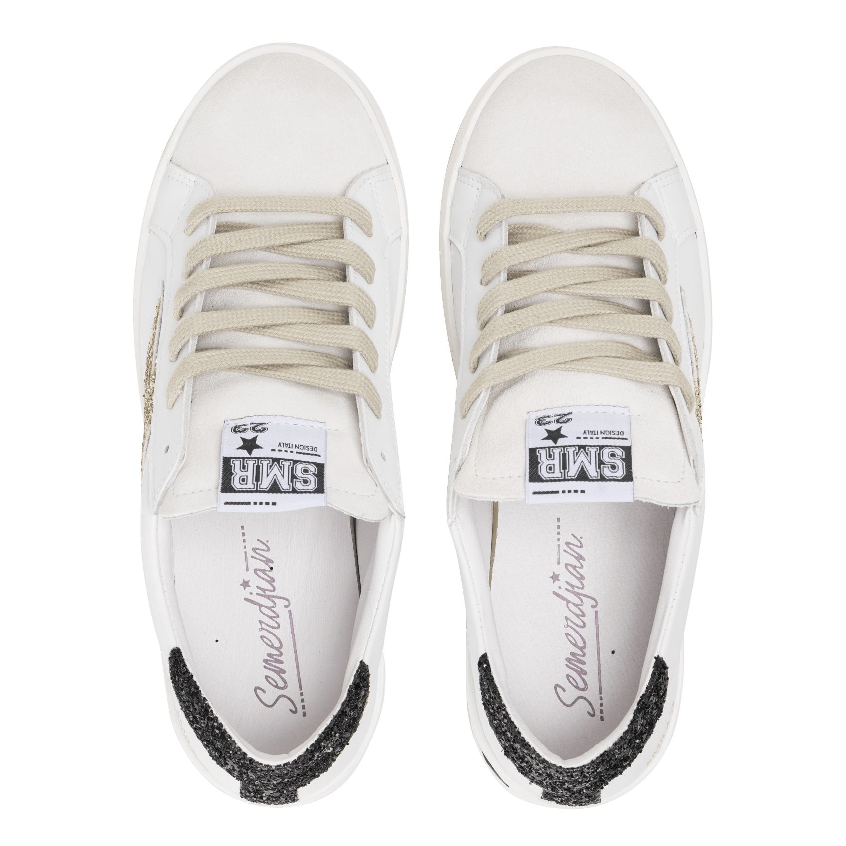Low-top sneakers in mixed leather SEMERDJIAN - SMR White