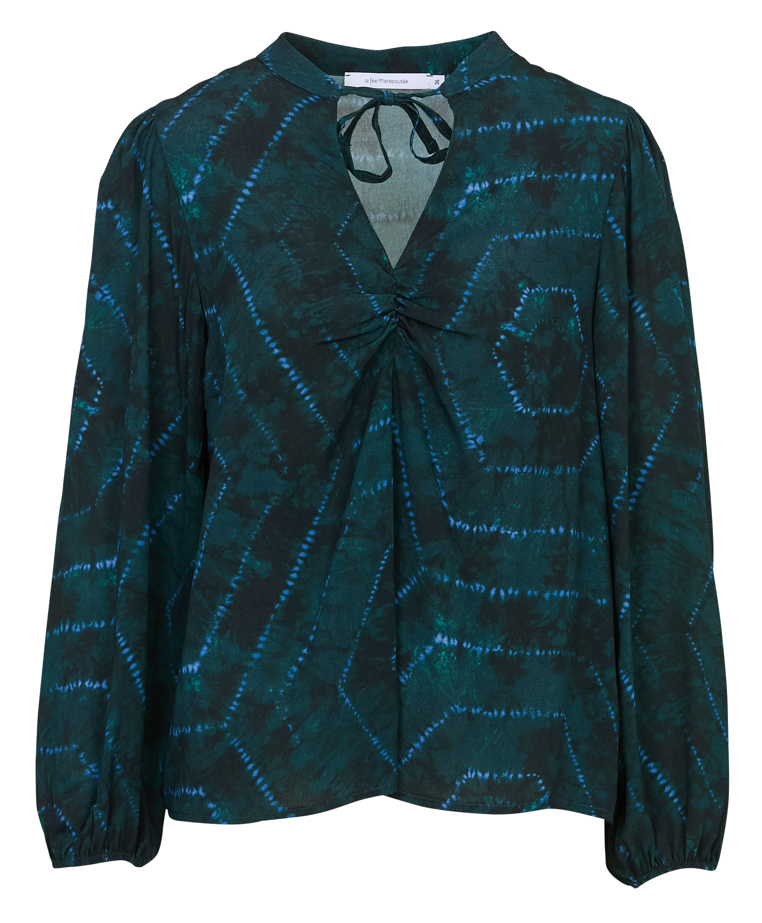 Blouse col rond imprimé LA FEE MARABOUTEE Bleu