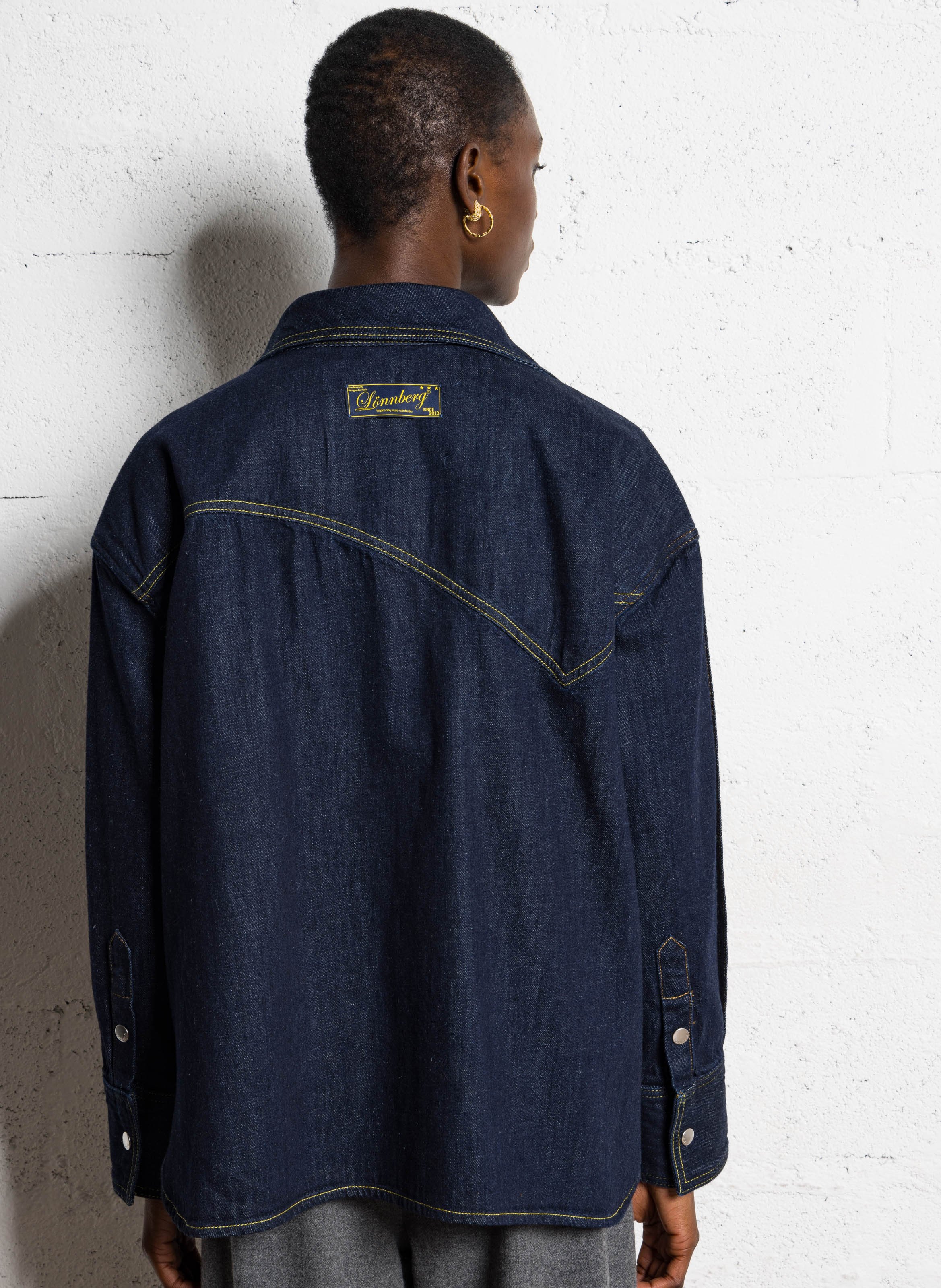 Veste en jean oversize en coton MARGAUX LONNBERG Bleu