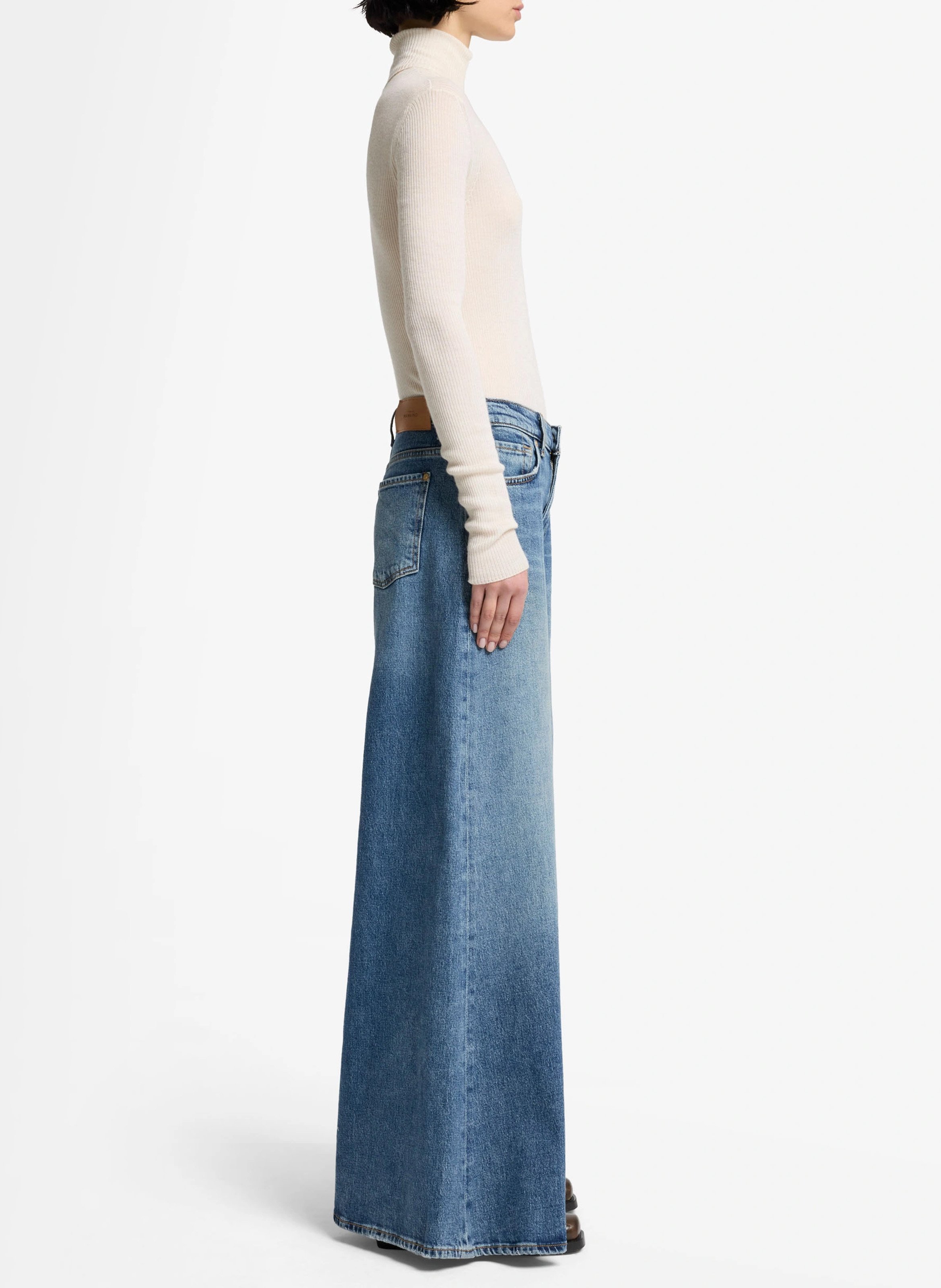 Wijd uitlopende lage taille spijkerbroek van katoen 7 FOR ALL MANKIND Blauw