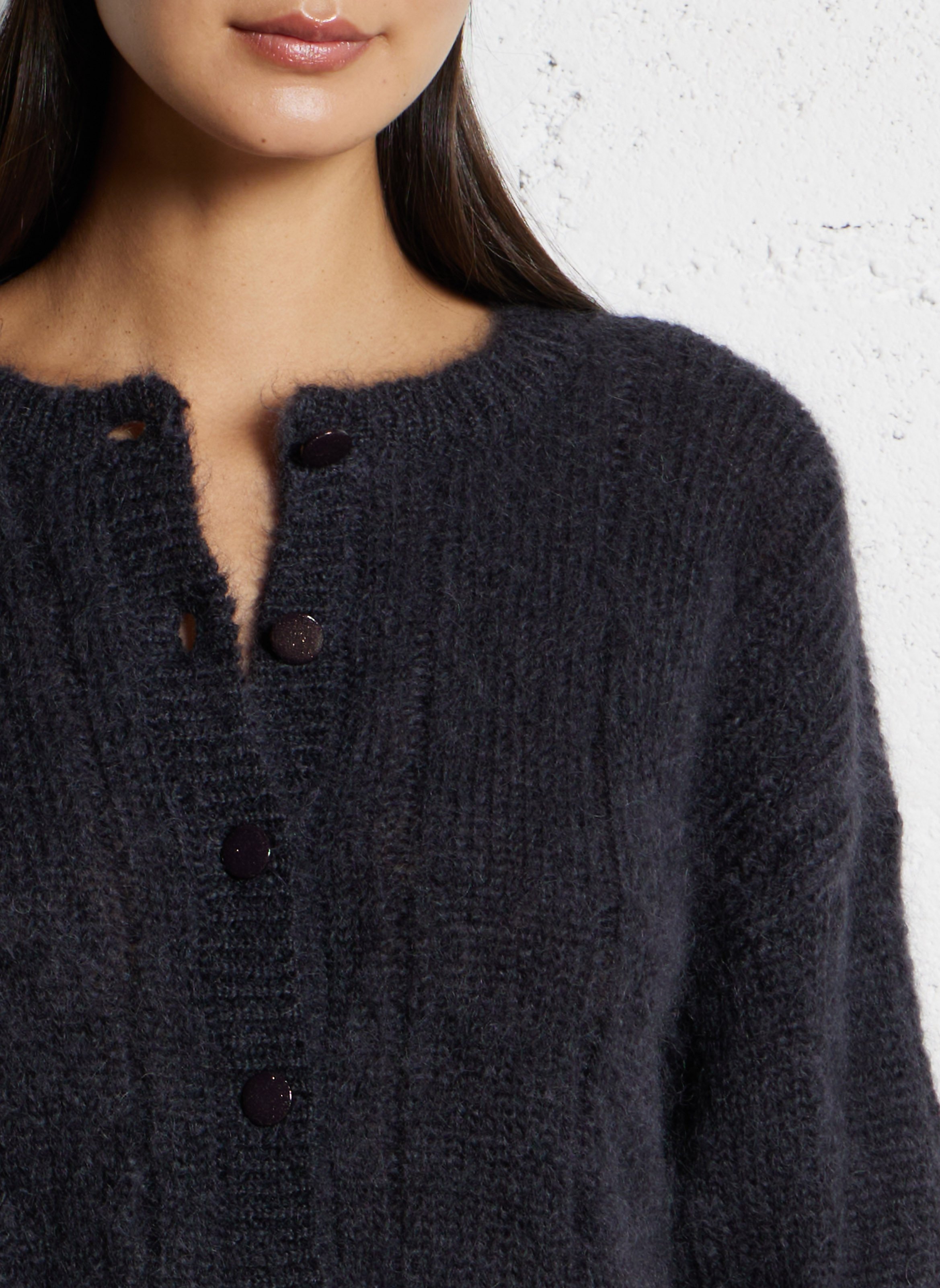 Oversized fluffy wool blend vest DES PETITS HAUTS Black