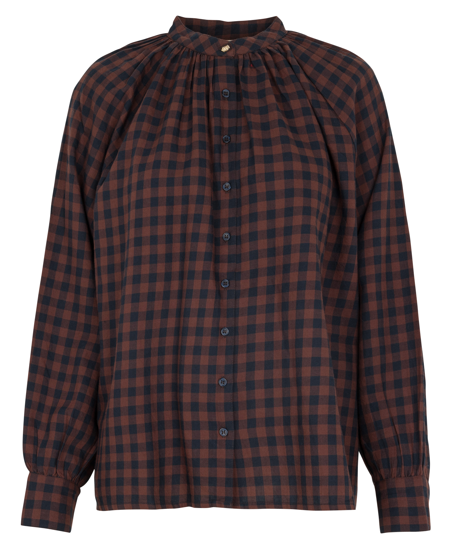 Checked shirt with mandarin collar PETITE MENDIGOTE Brown