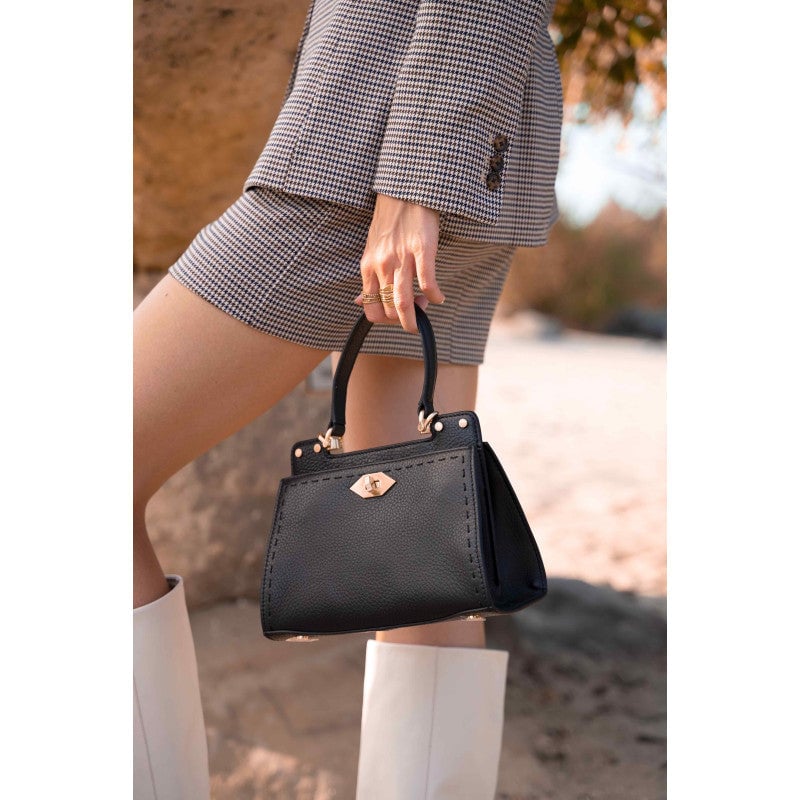 Handbag - cowhide leather POURCHET Black